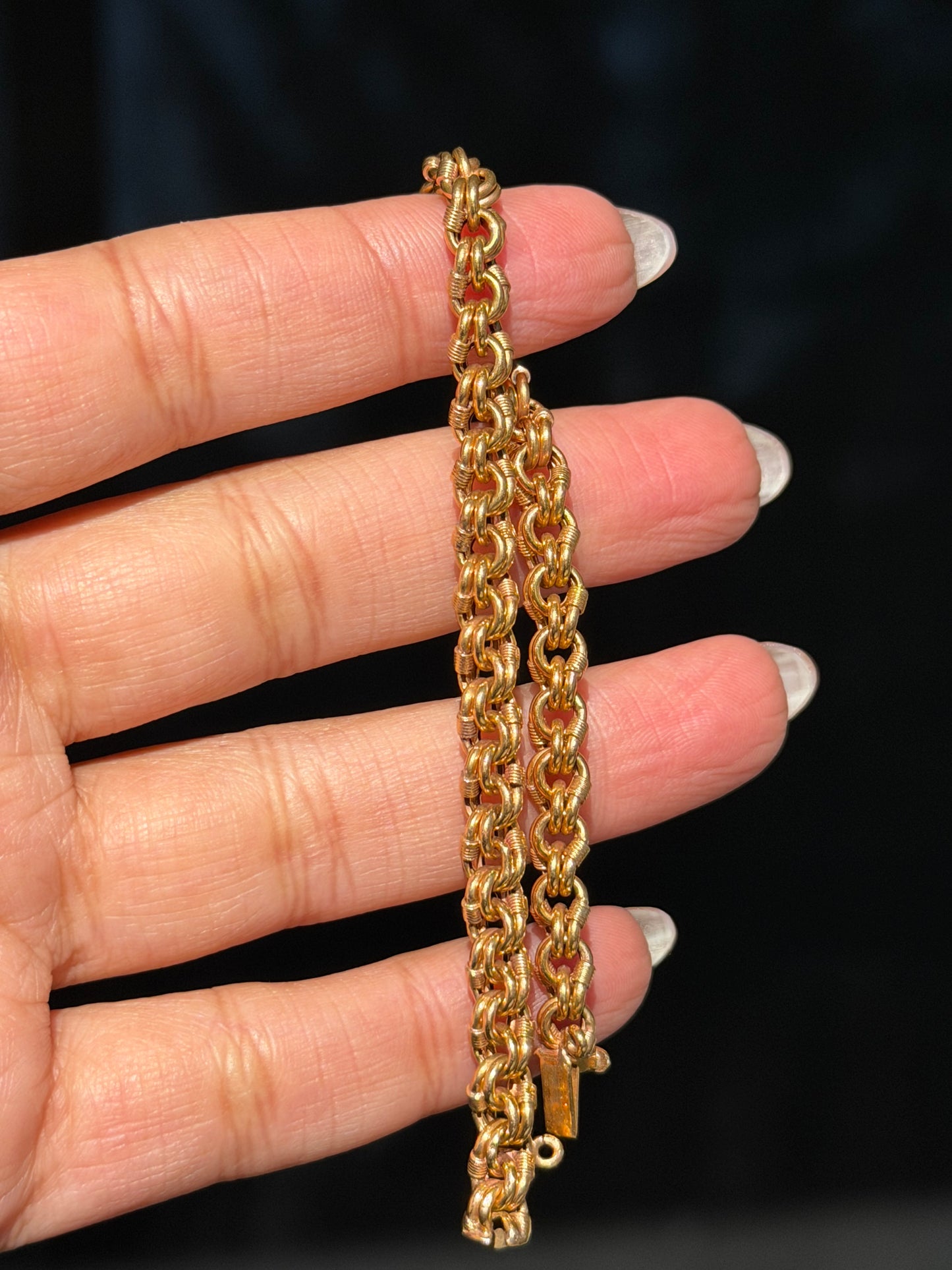 19k Portuguese interlocking link bracelet