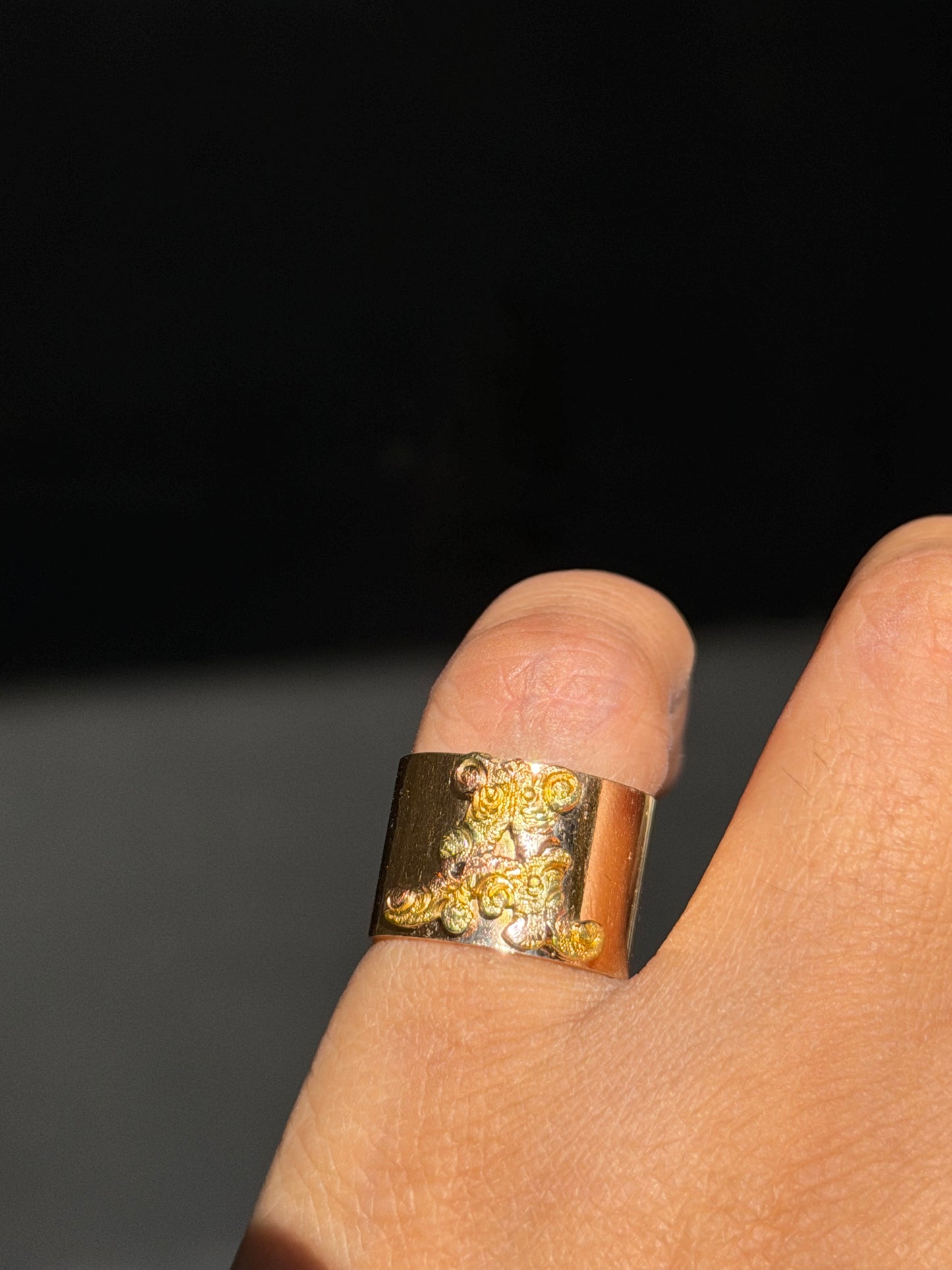 Antique 14k cigar band initial A Ring