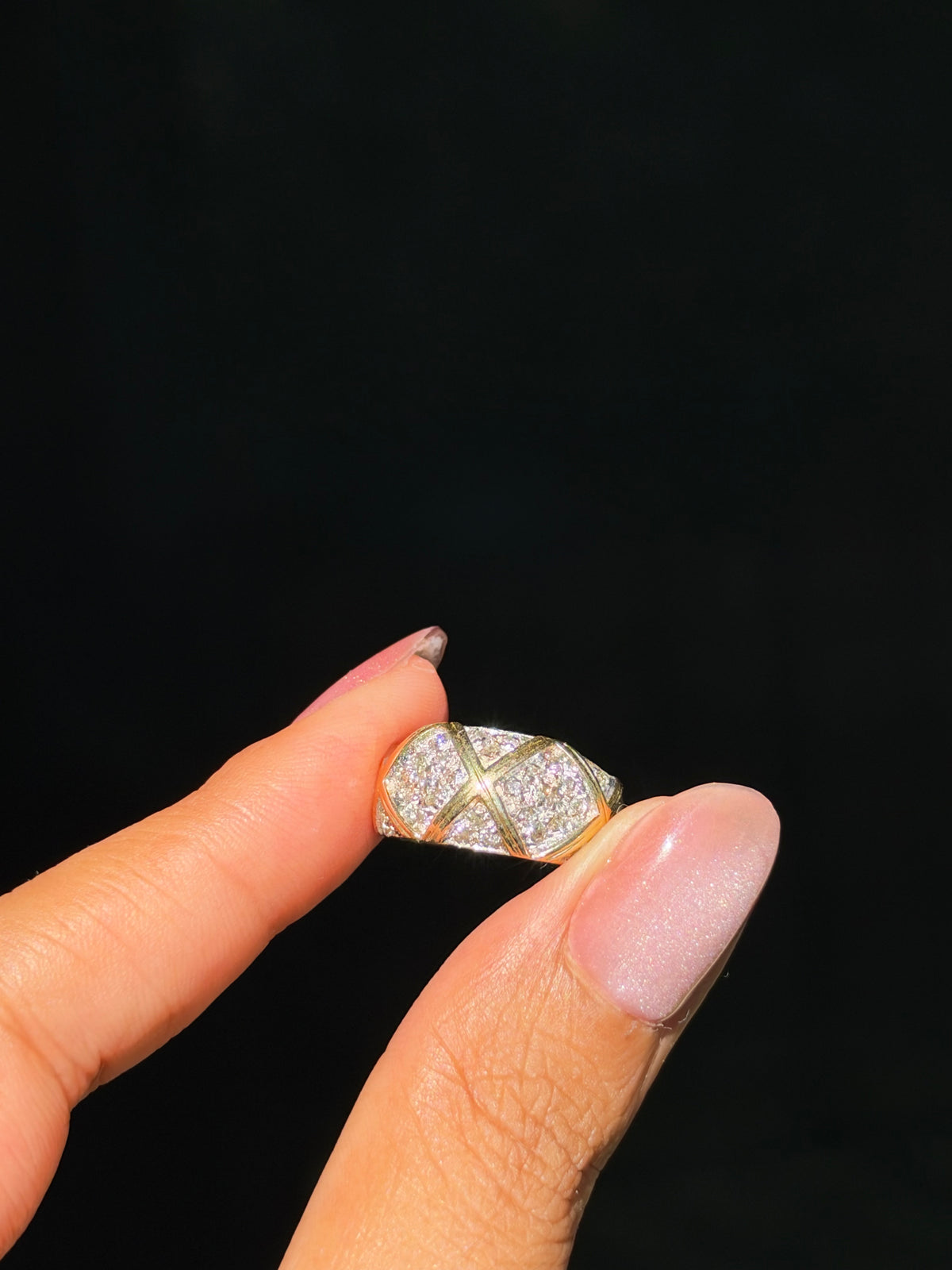 14k pave diamond dome ring
