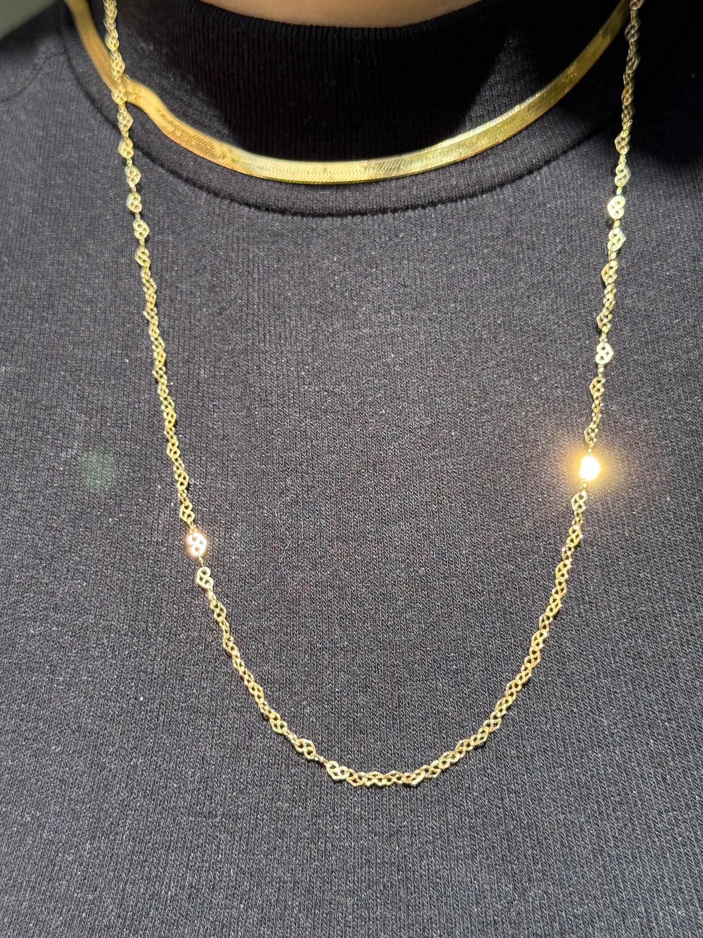 14k yellow gold heart link chain