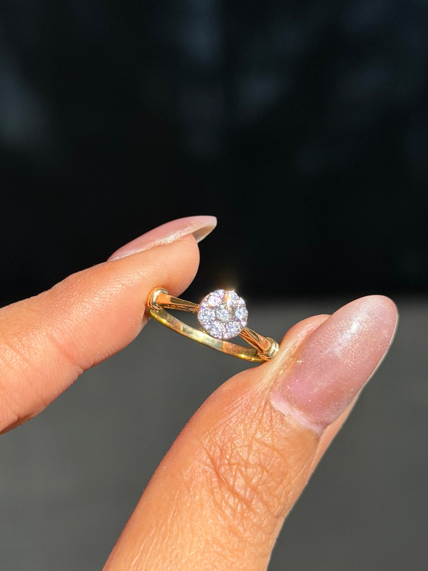 14k diamond cluster ring