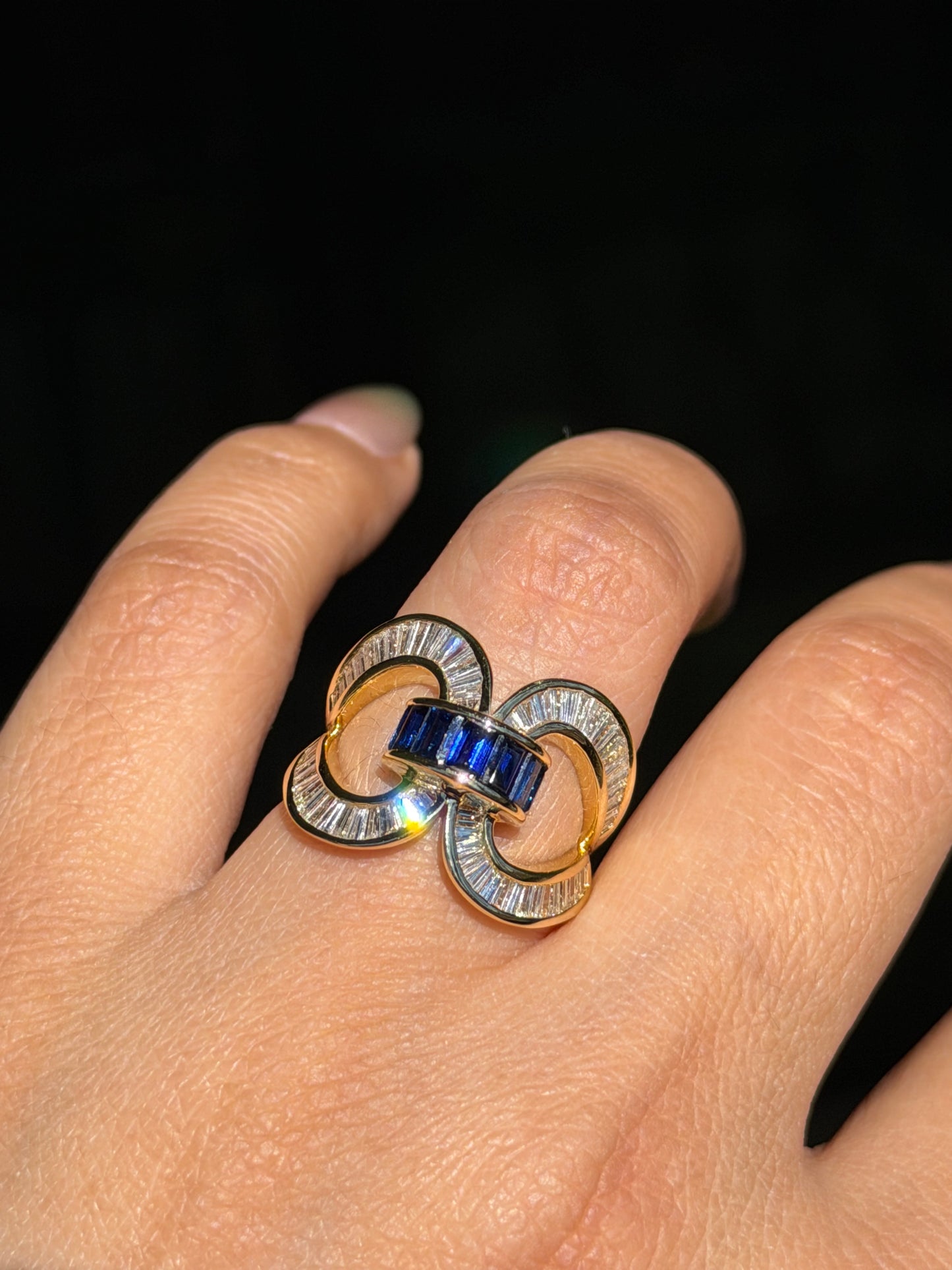 18k Channel set sapphire & diamonds Ring