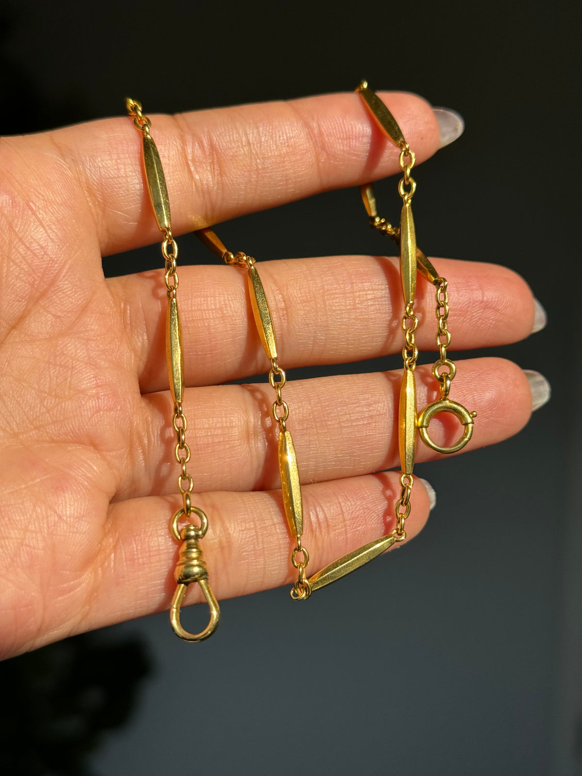 Vintage / Antique 14k solid bar link watch chain