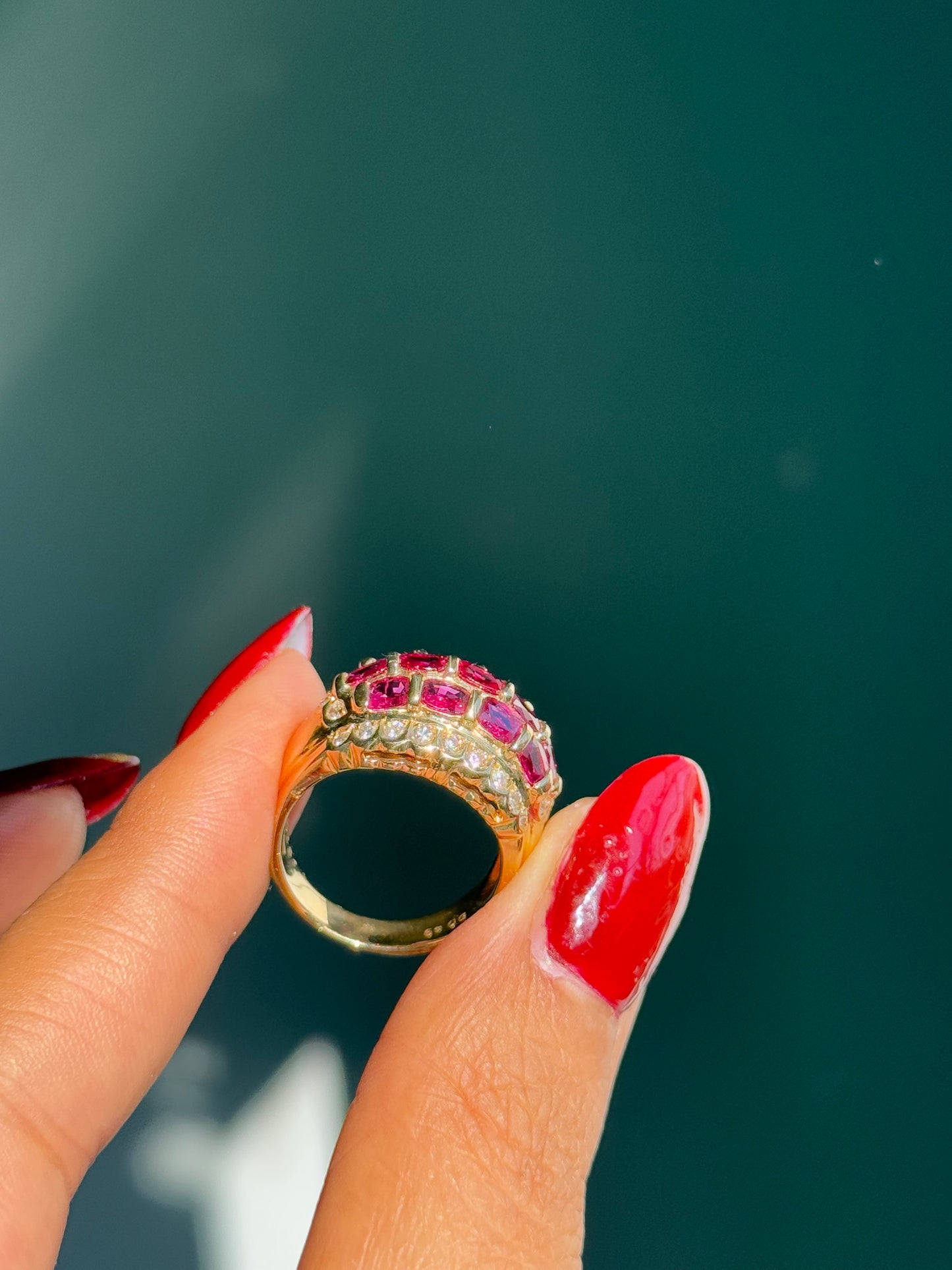 18k Chunky Mega Rubies and diamonds Ring