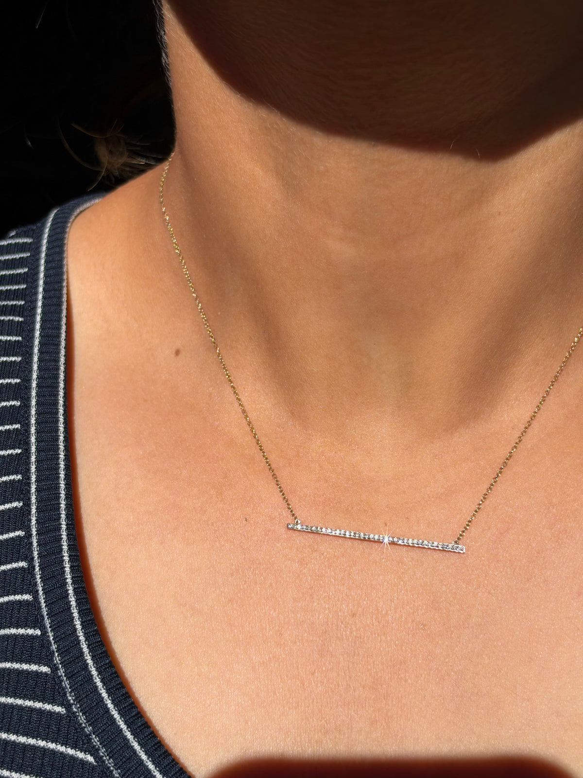 14k diamond bar necklace