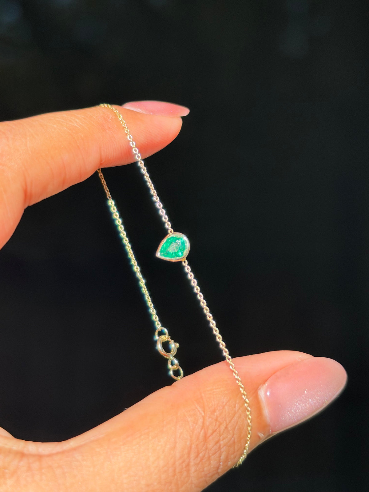 14k emerald pear bracelet