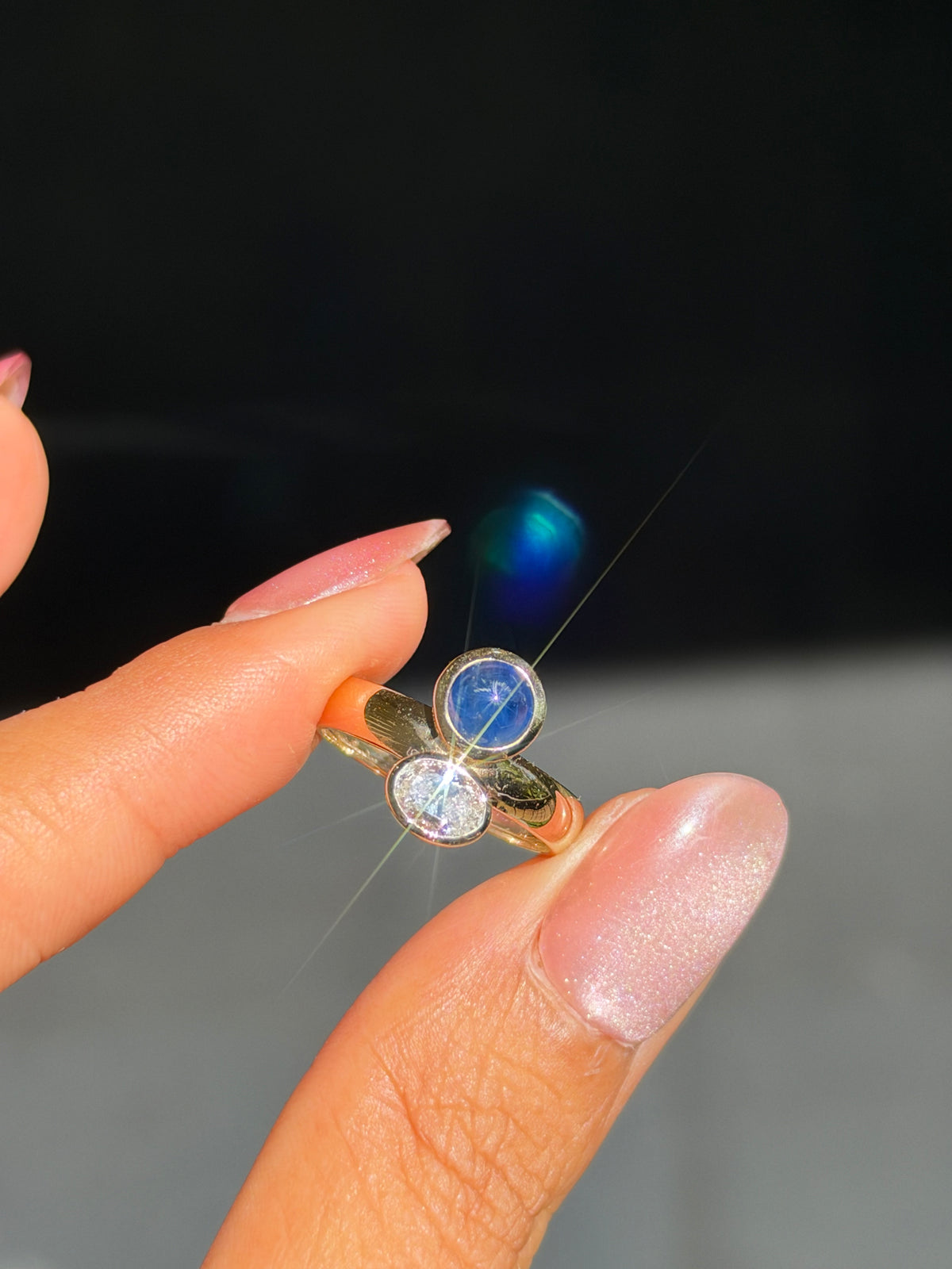14k Sapphire and diamond ring