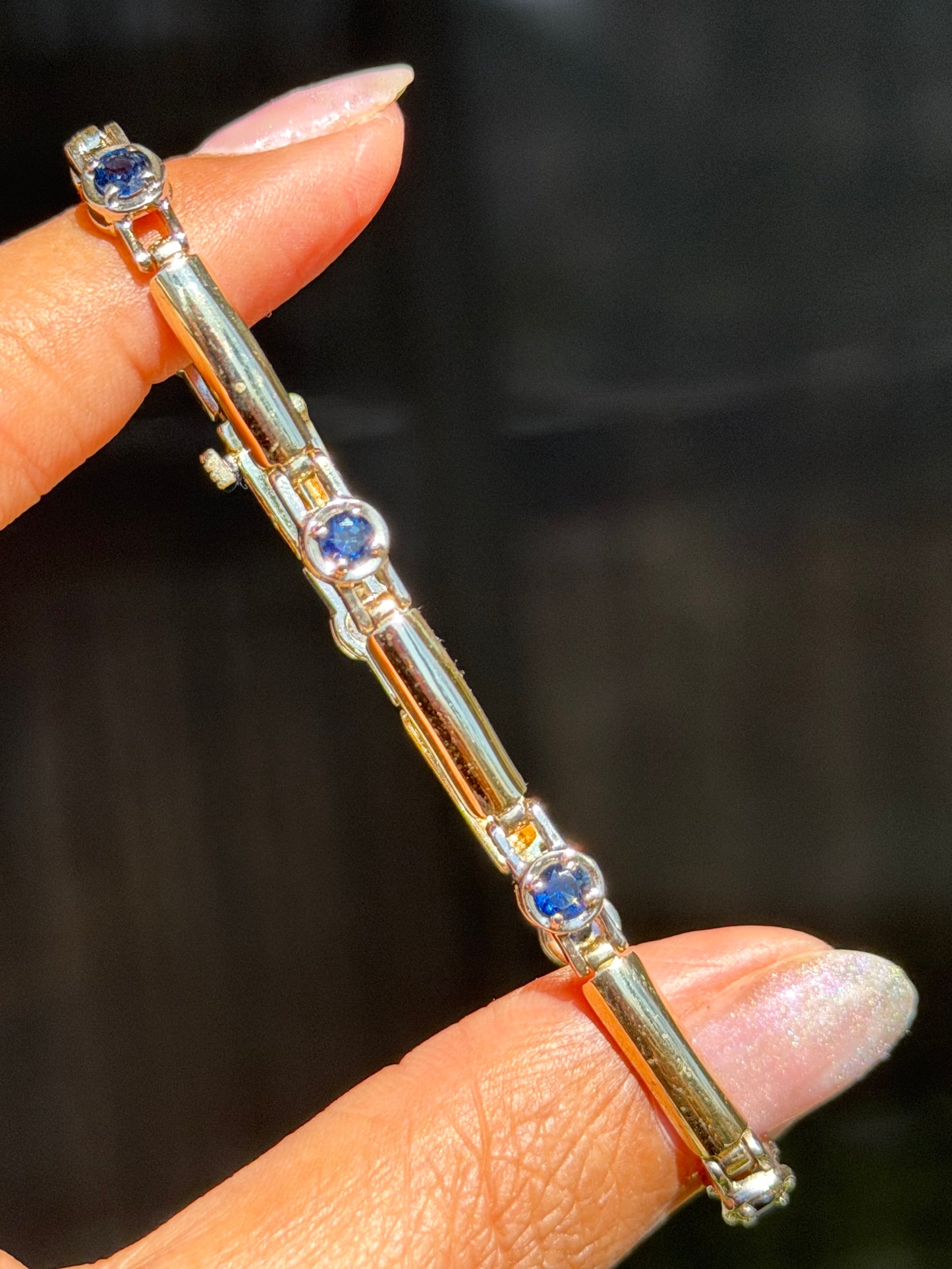 14k sapphire bar link bracelet