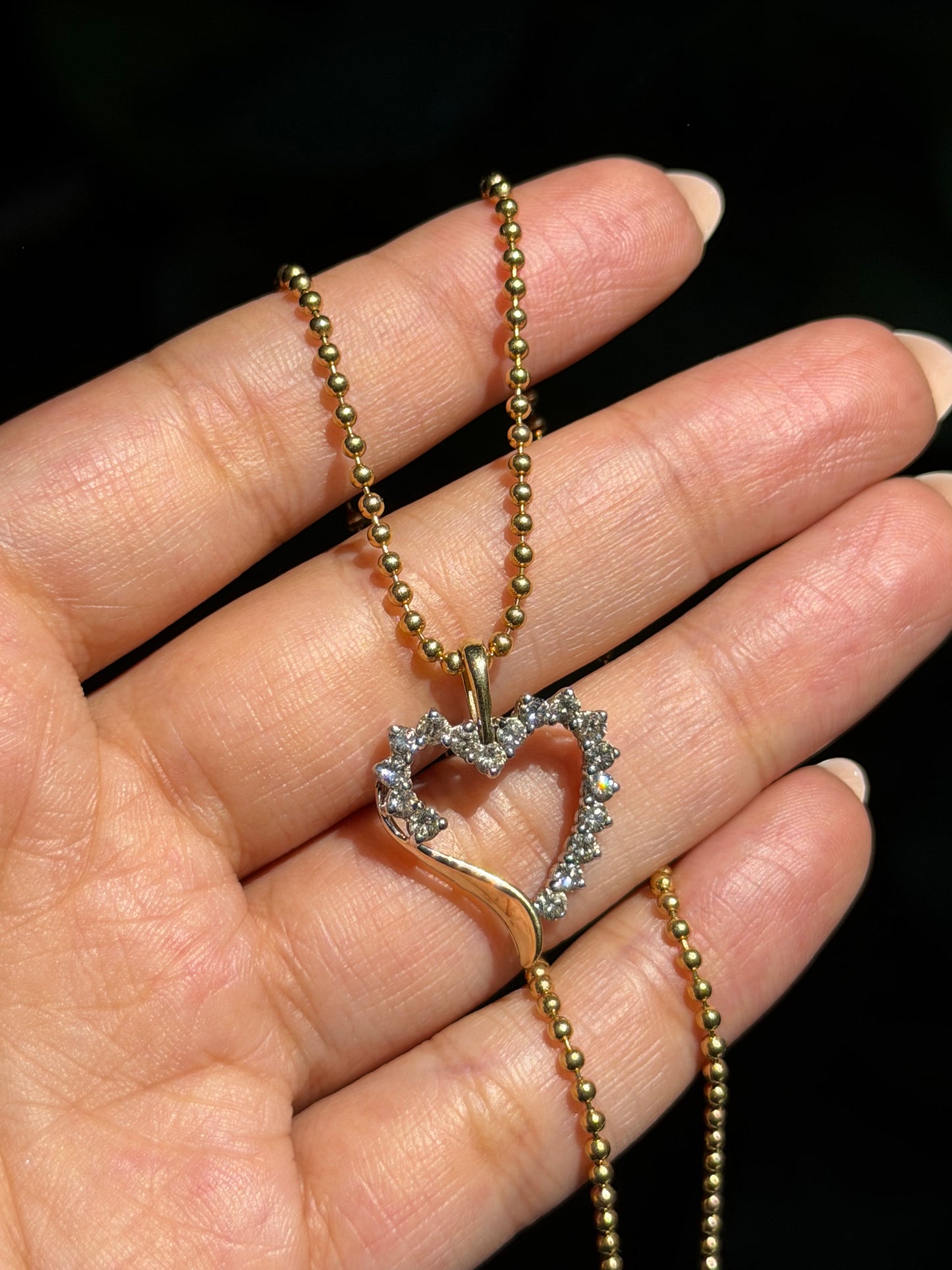 10k heart charm 0.90ct diamonds