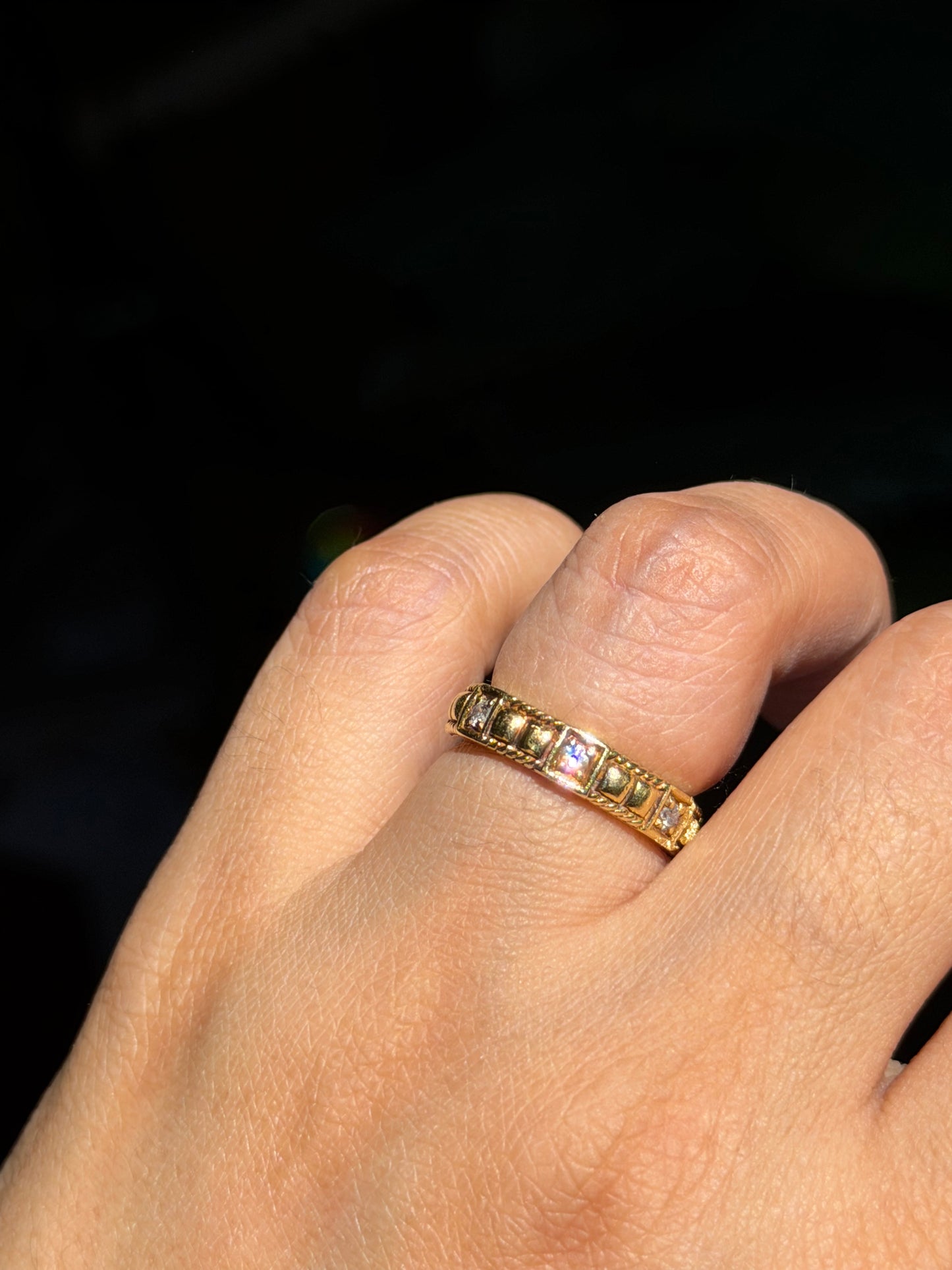 18k textured diamond eternity band