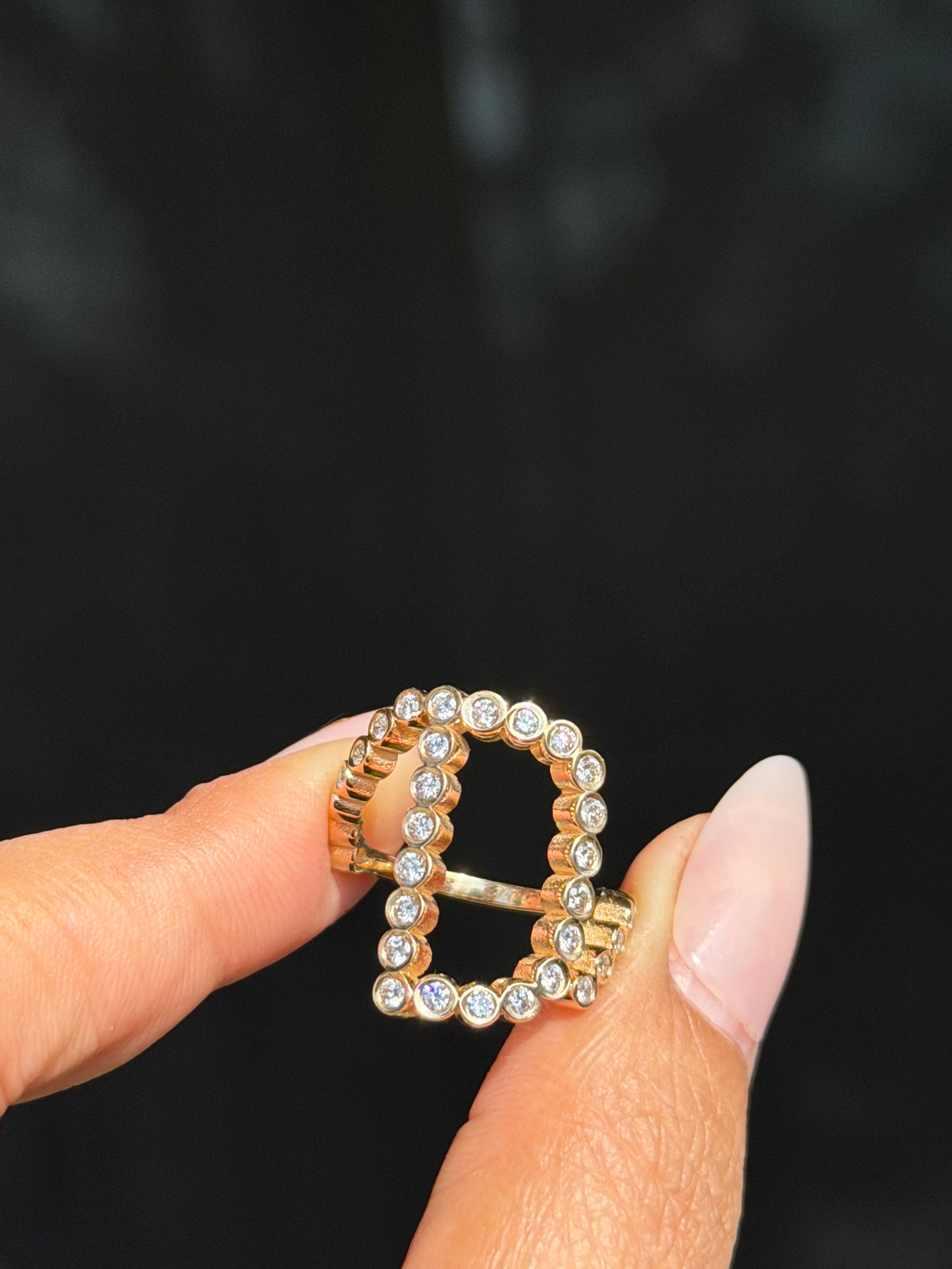 14k 1ct diamond initial D Ring – Kenz Studio