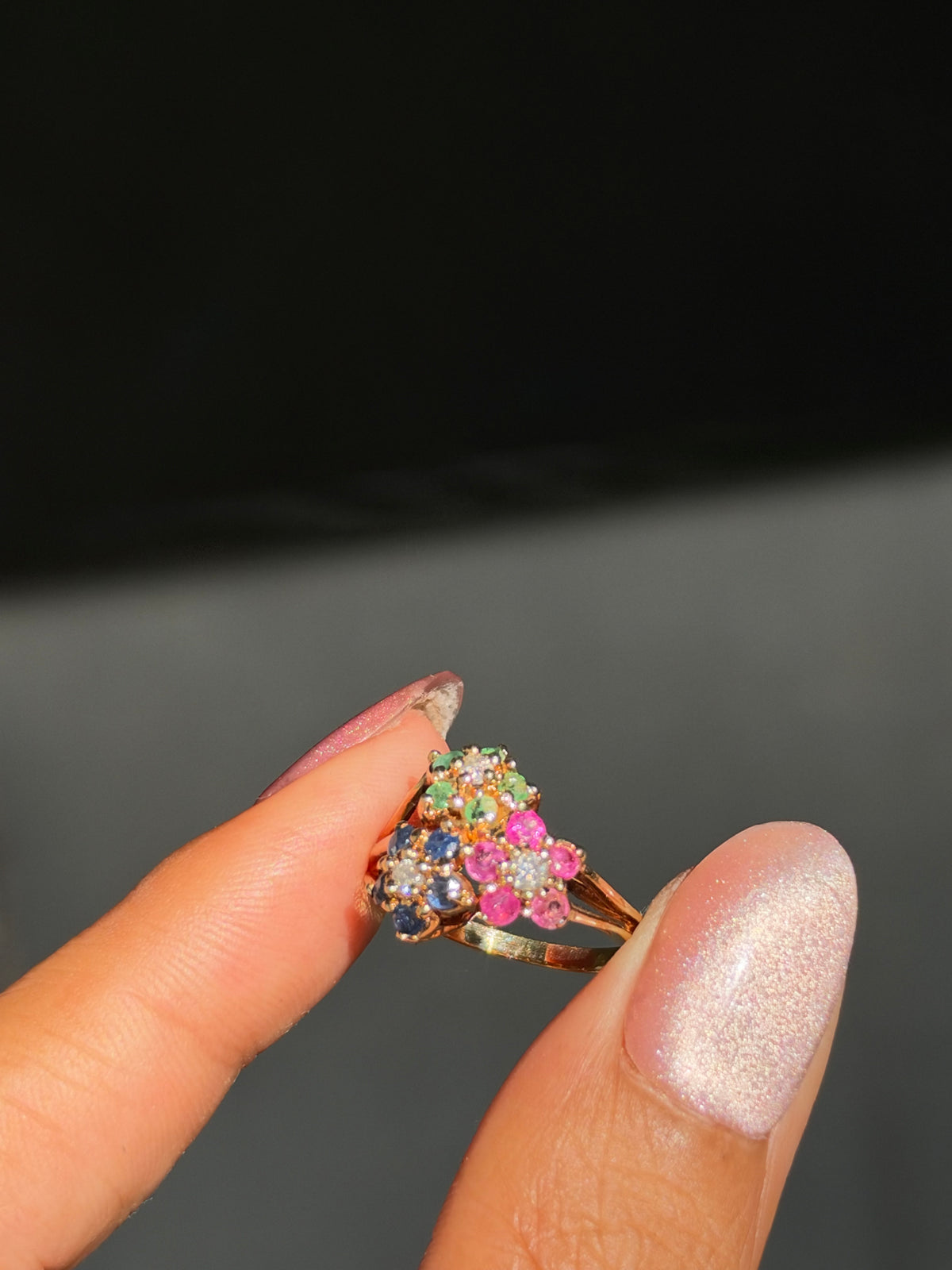 14kFlower cluster ring