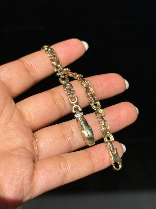 14k vintage panther U link bracelet