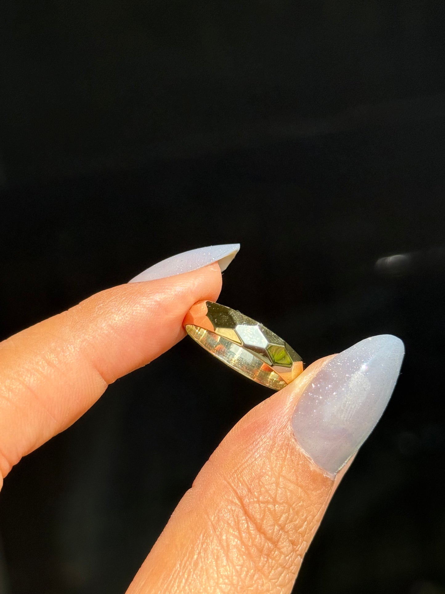 14k faceted geometric eternity band