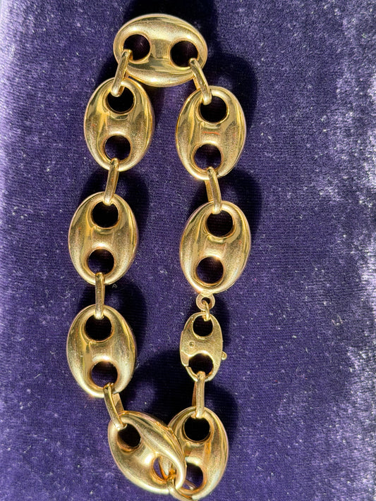 14k puffy mariner link bracelet
