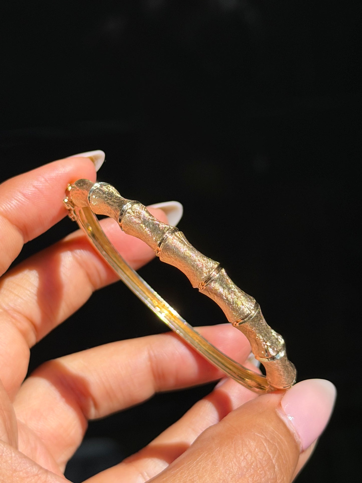 14k Bamboo hinged bangle ✨