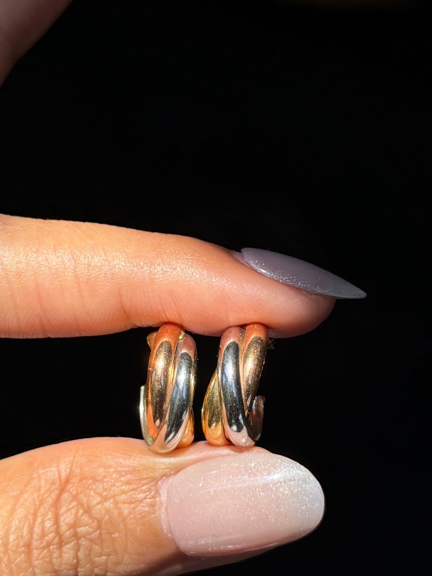 18k Tri tone earrings