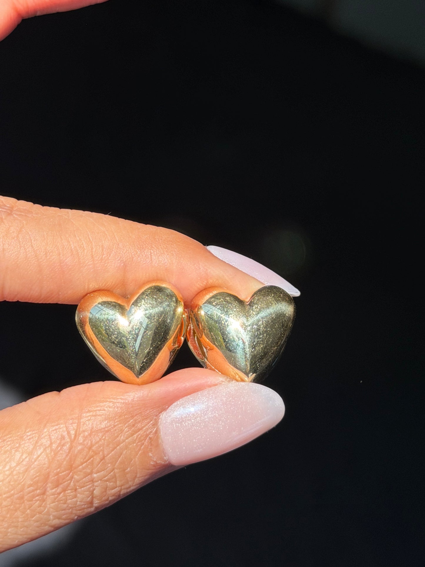 14k heart Huggies