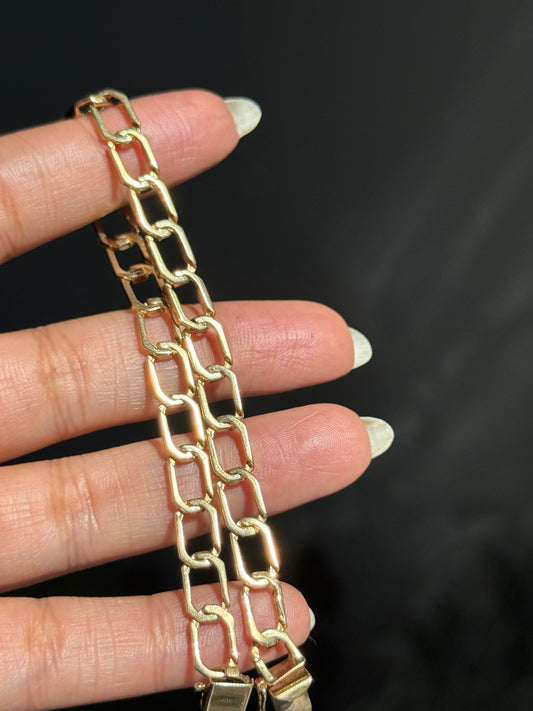 Vintage 14k solid Hexagon  Rectangular Curb bracelet