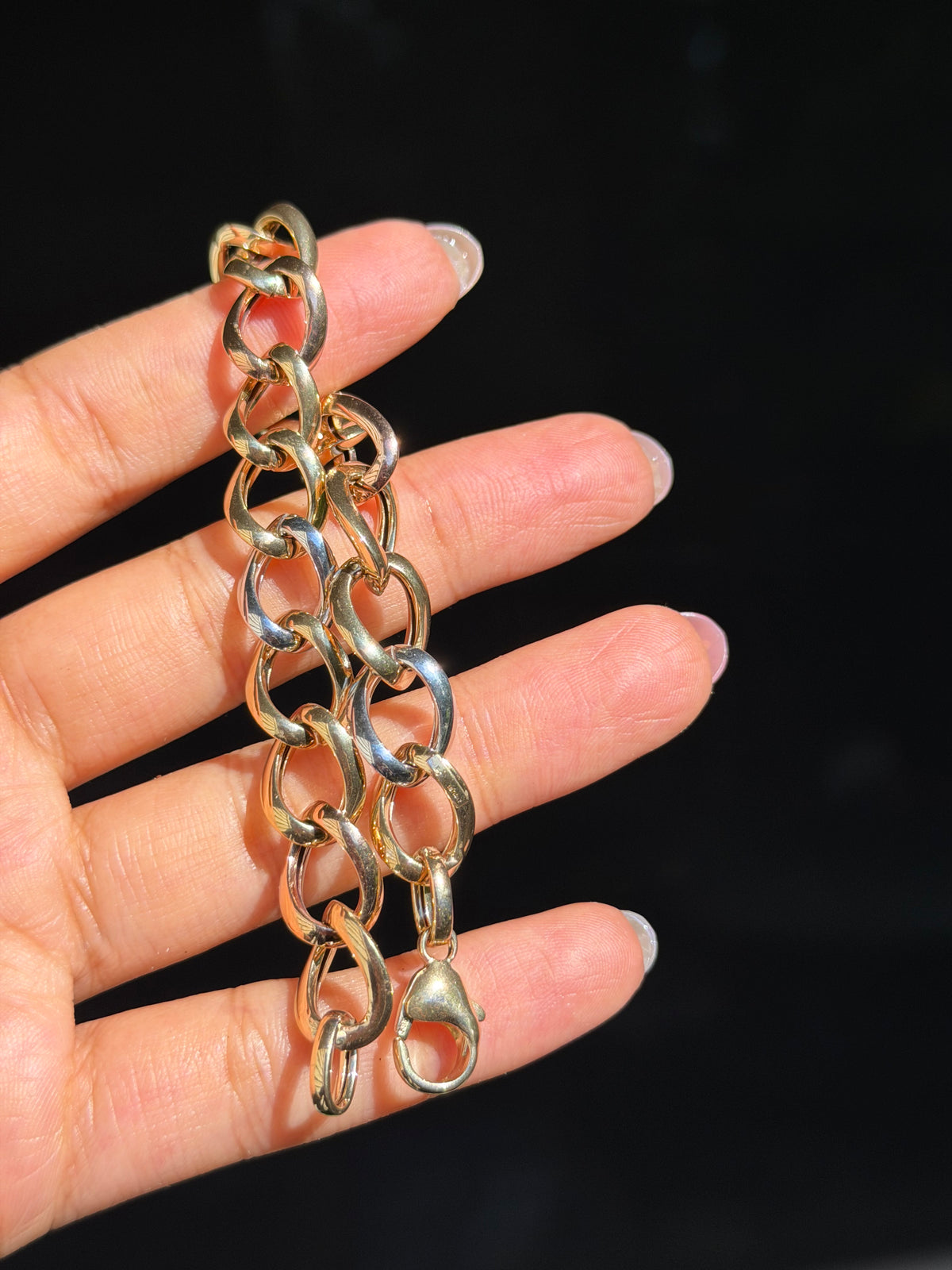 14k Italian tri tone open curb bracelet