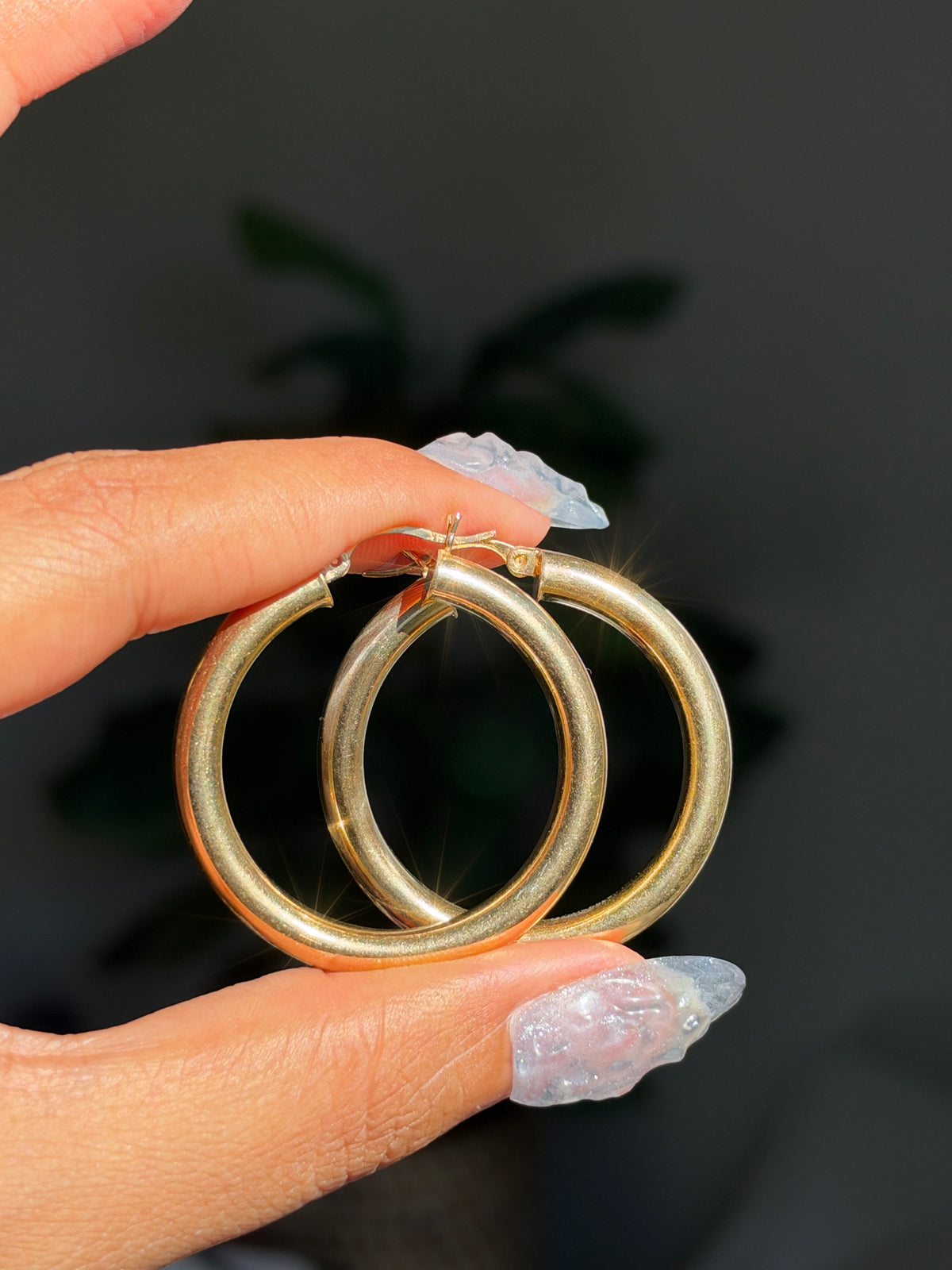 14k large tube hoop earrings