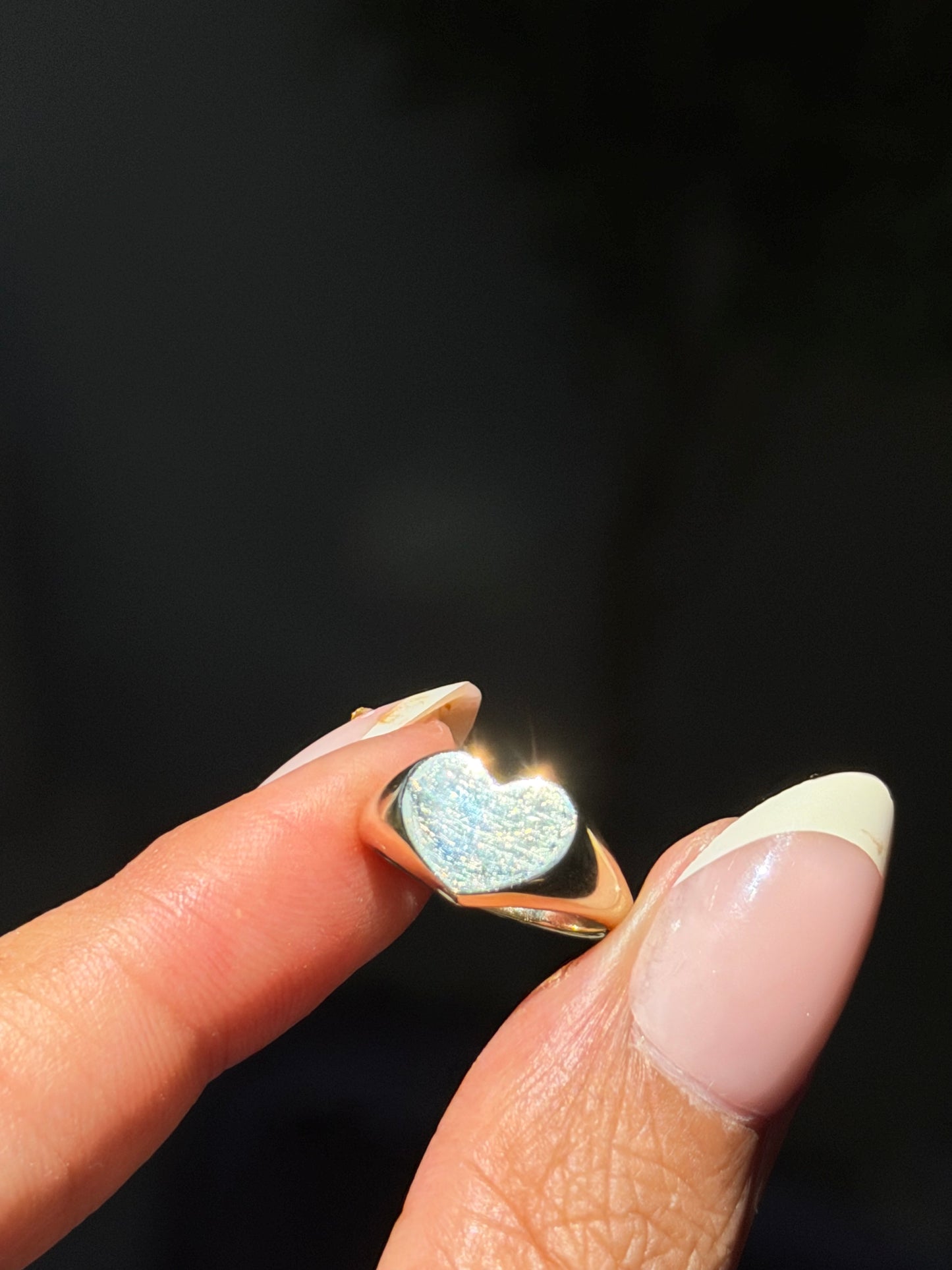 14k heart signet ring