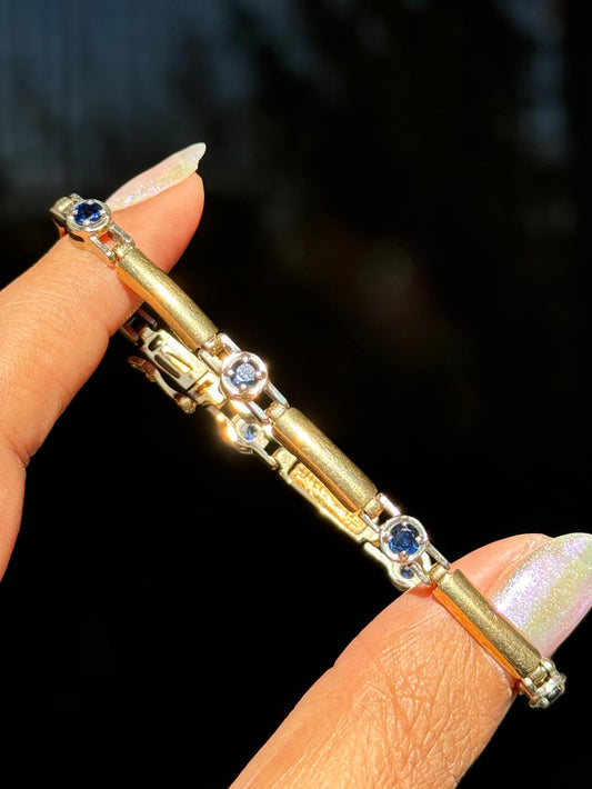 14k bar link Sapphire bracelet