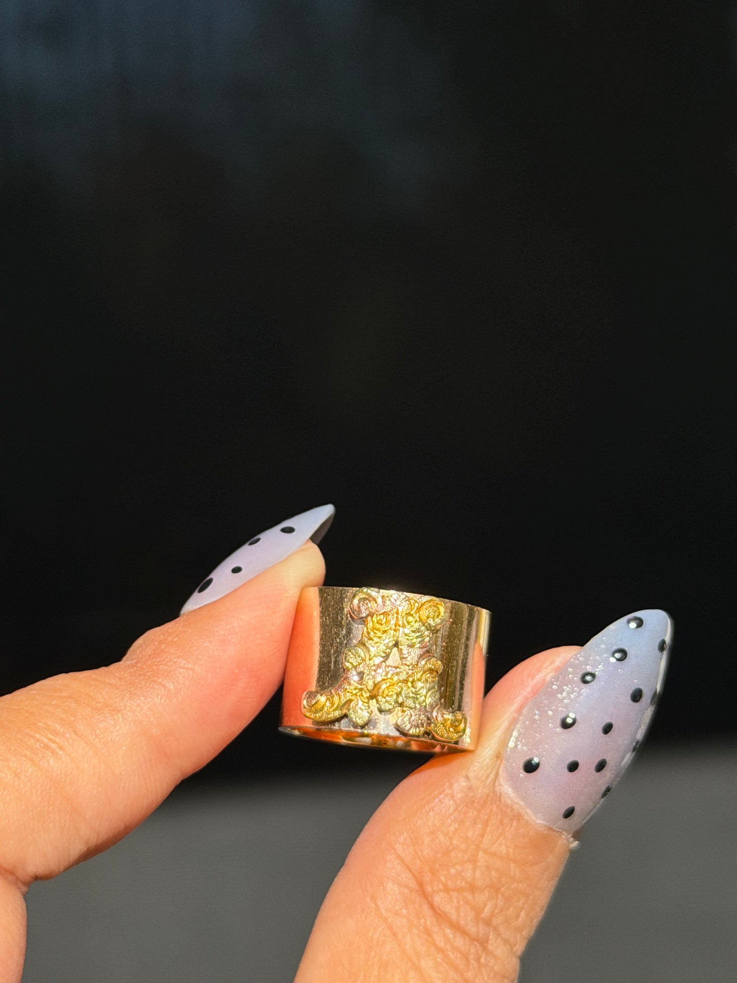 Antique 14k cigar band initial A Ring