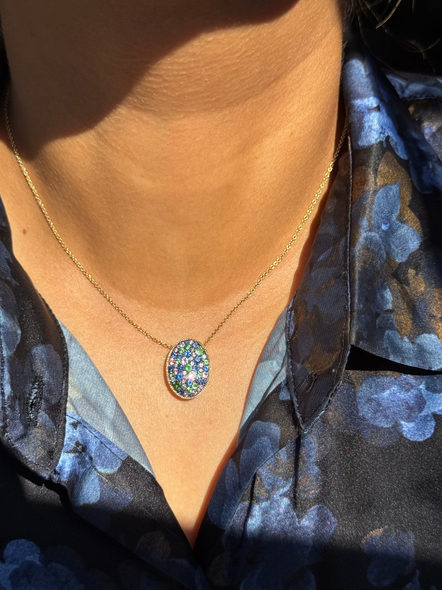 14k 1.36ct Natural multi sapphires and 0.12ct natural diamonds
