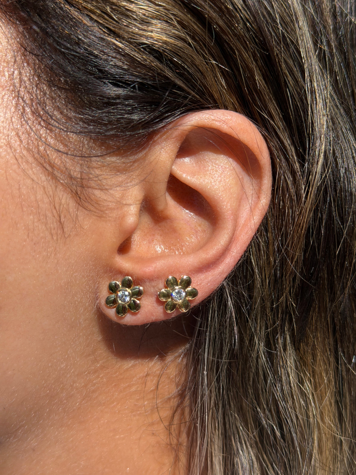18k flower earrings