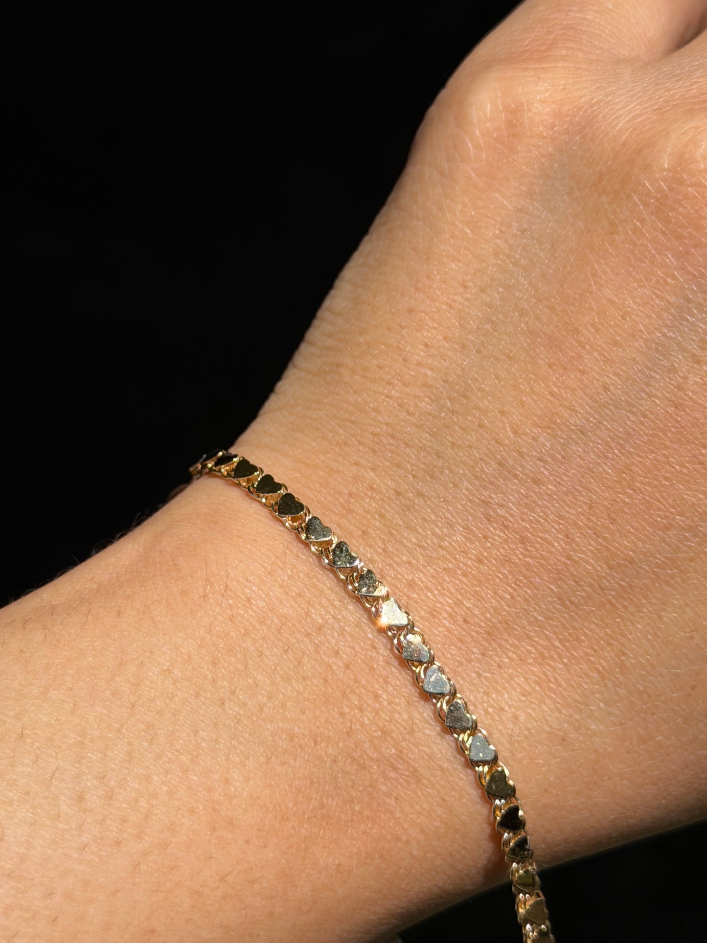 14k Double sided Heart Anklet