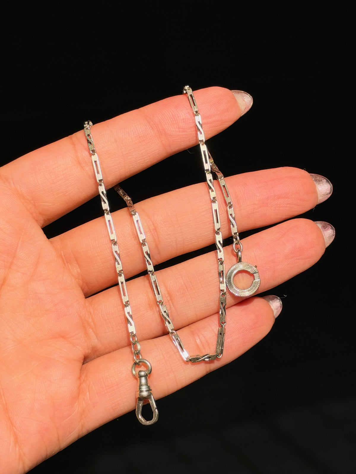 Antique 14k white gold watch chain ⛓️‍💥