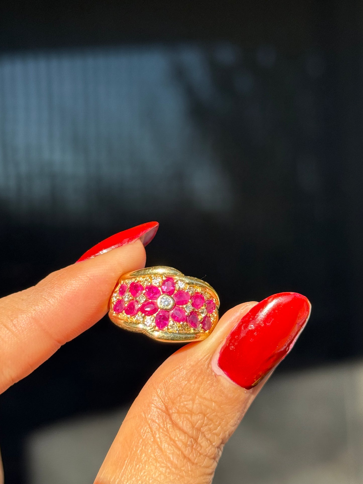 18k rubies and diamonds Chunky wide ring