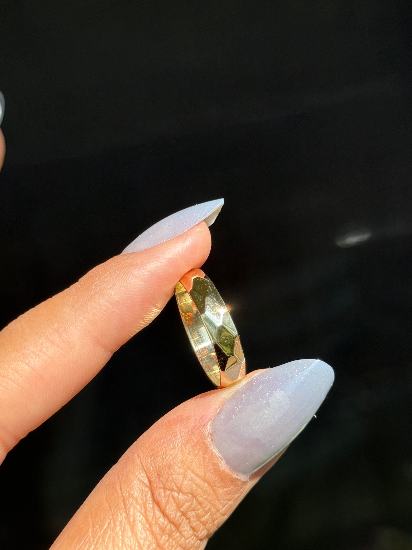 14k faceted geometric eternity band