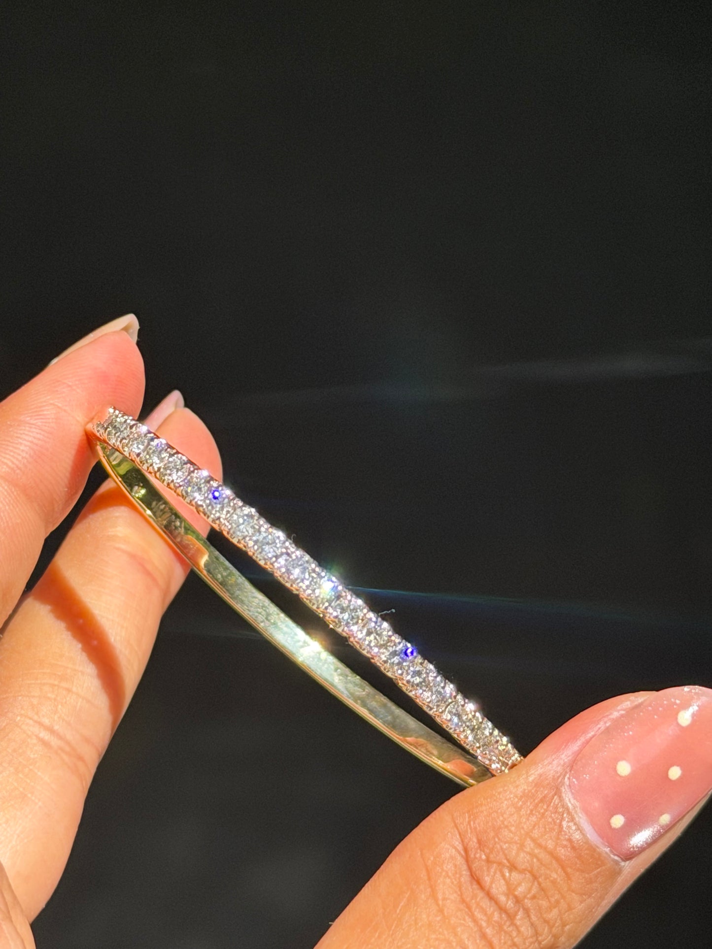 14k diamond 2ct hinged bangle