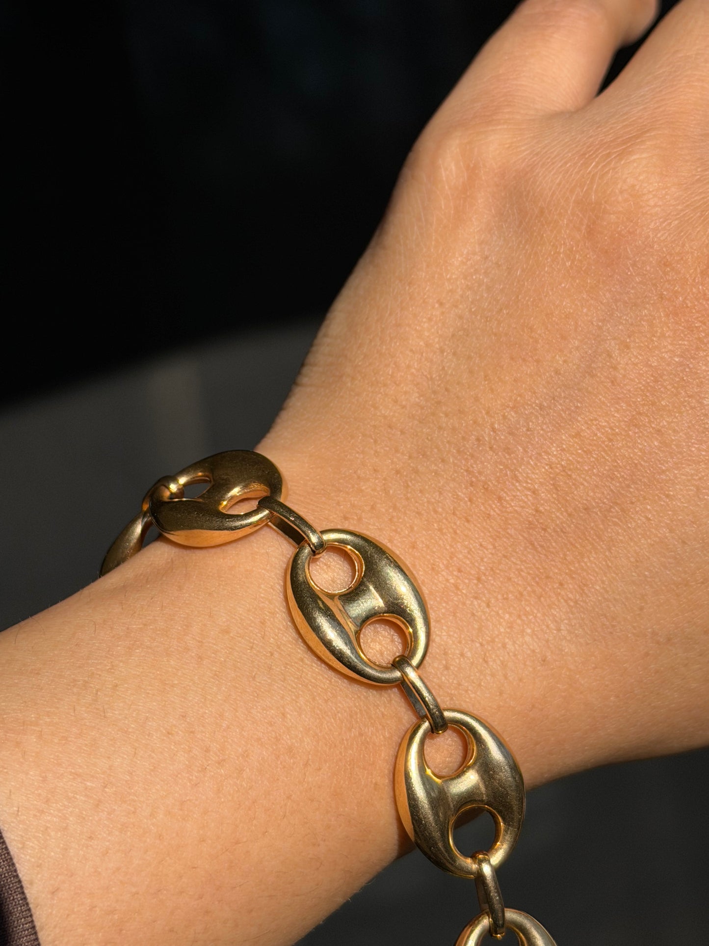 14k puffy mariner link bracelet