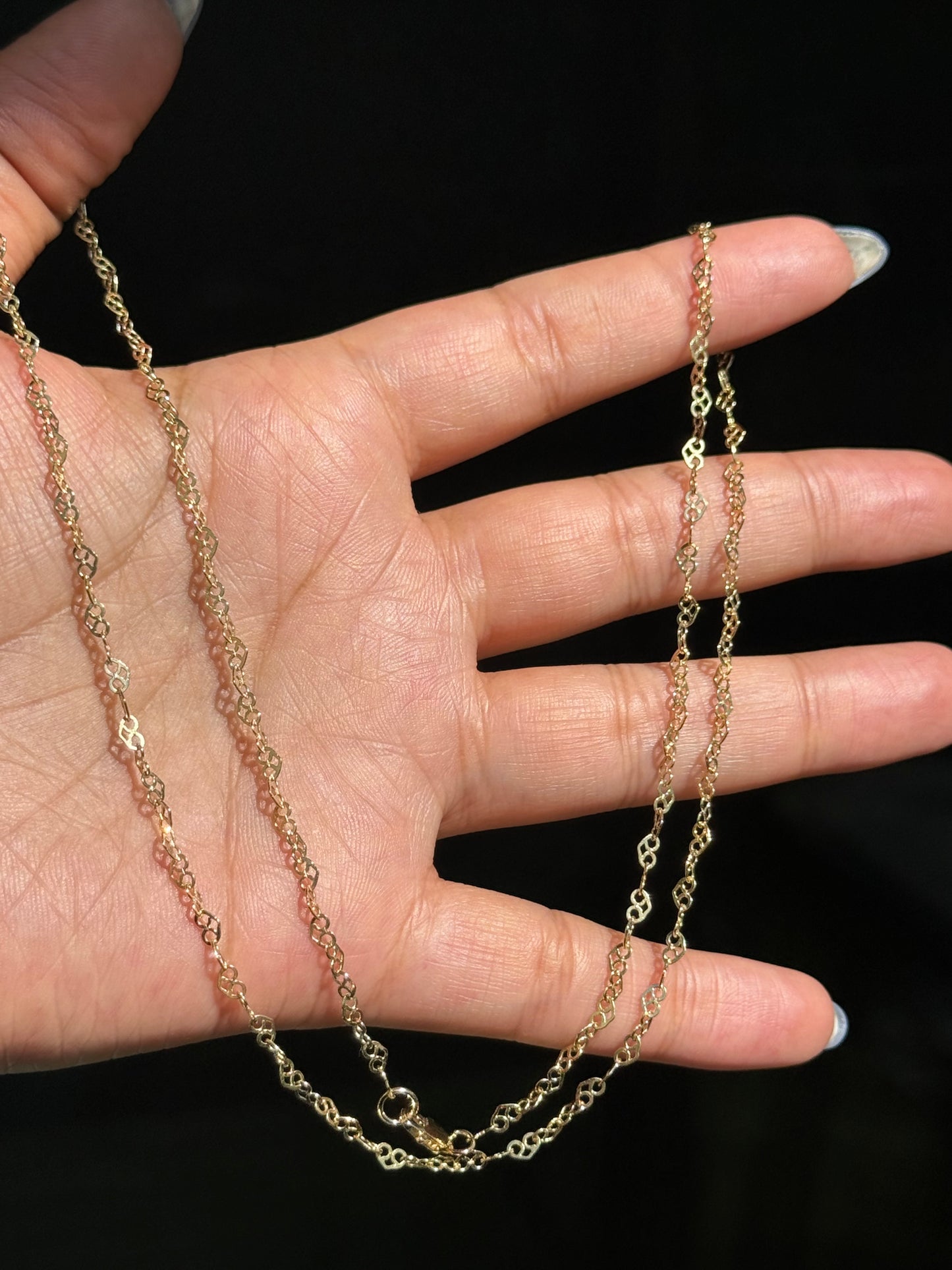 14k yellow gold heart link chain