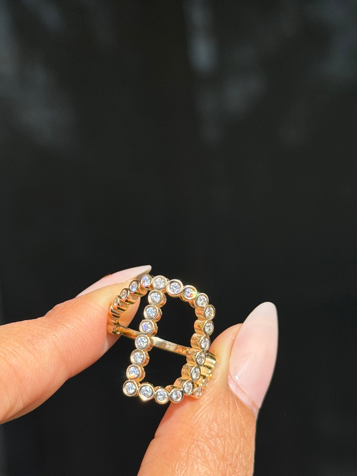 14k 1ct diamond initial D Ring