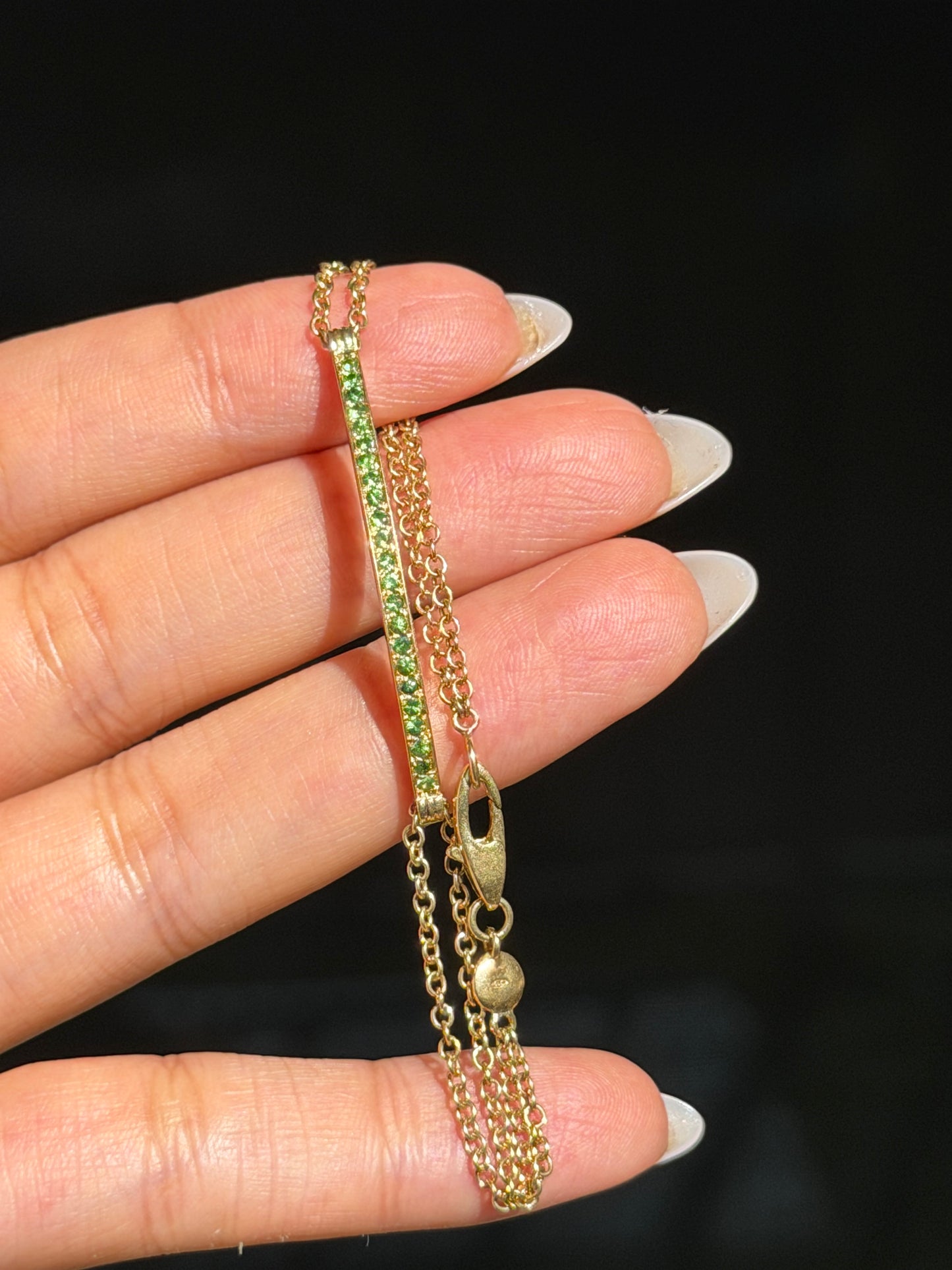 18k italian Tsavorite bar link bracelet