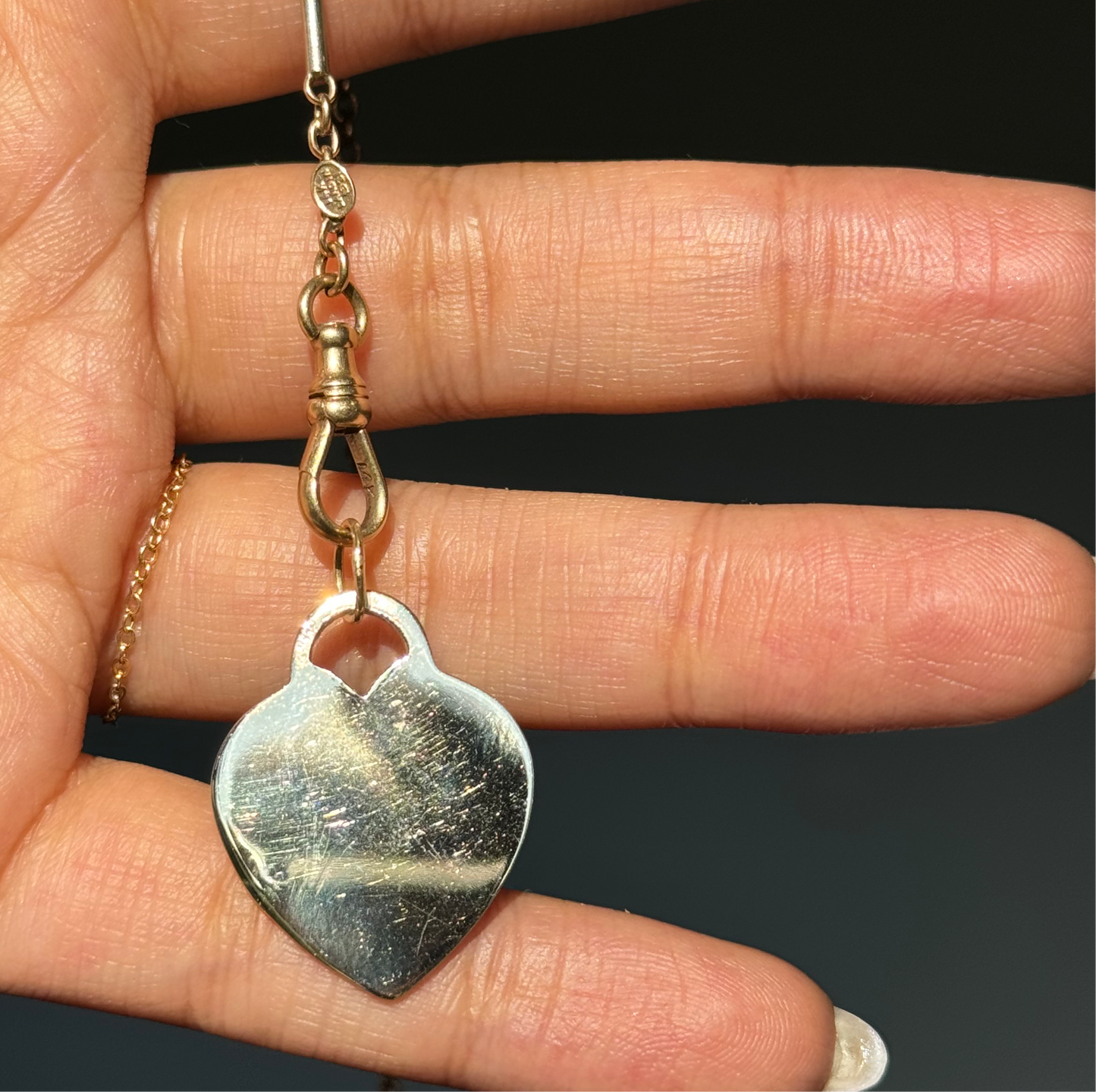 14k Vintage Heart Tag pendant