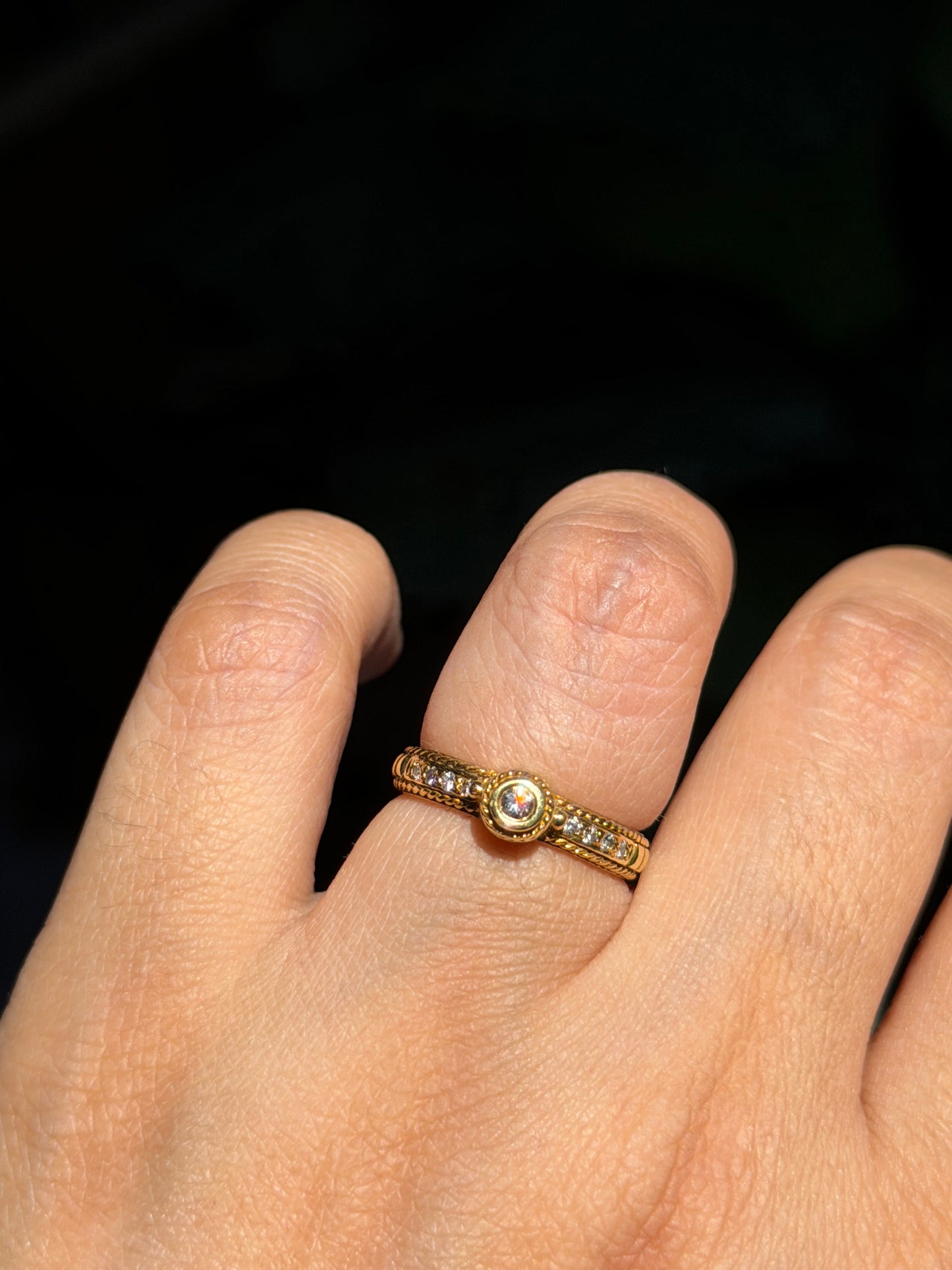 18k textured diamond eternity ring