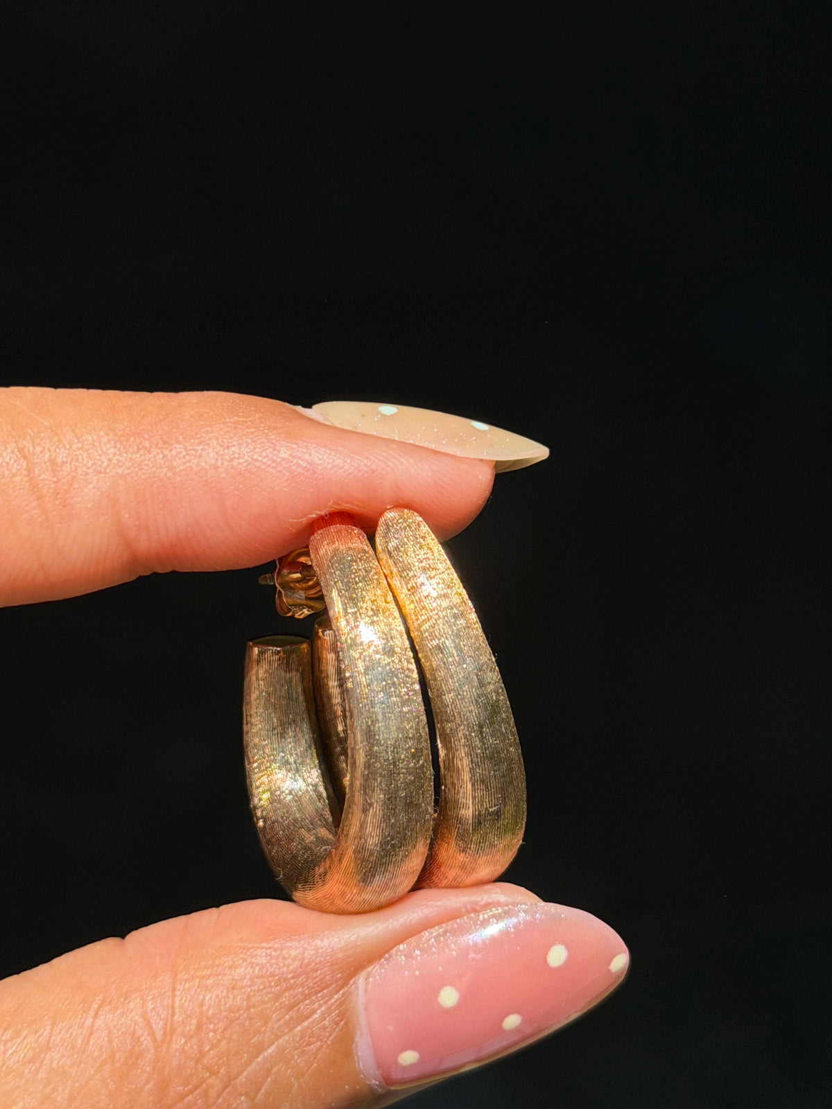 14k satin finish J hoop earrings