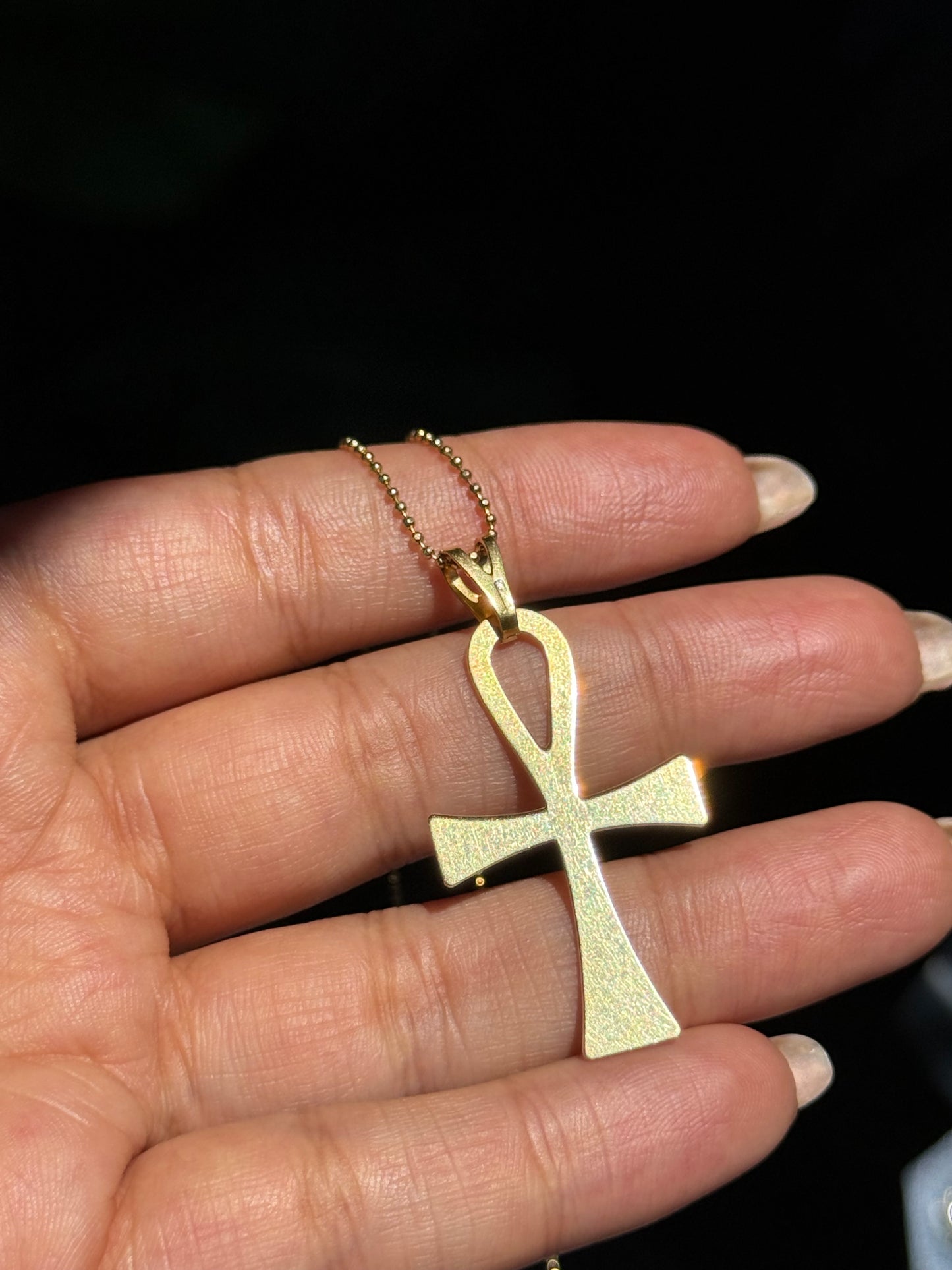 18k Italian Large Ankh Key of life pendant ,