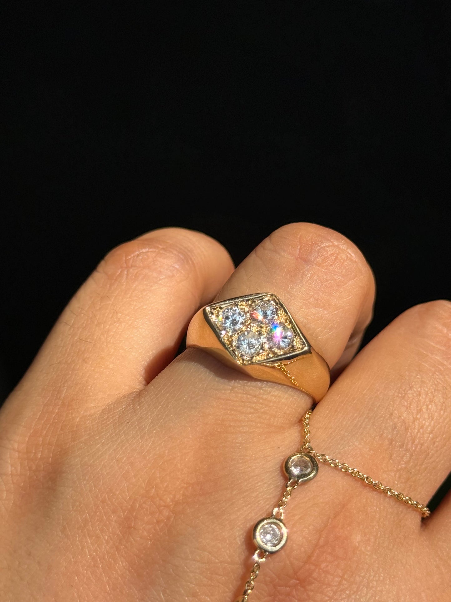 Chunky Geometric 14k diamond ring