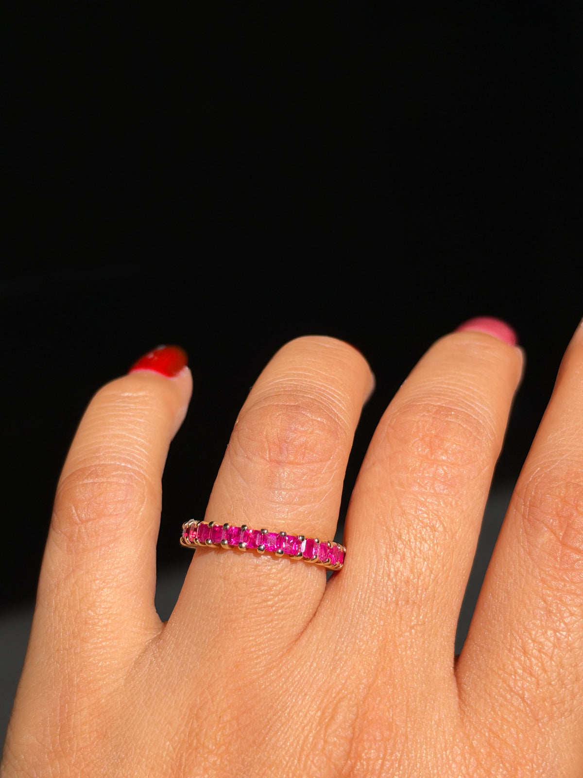 14k Ruby eternity band