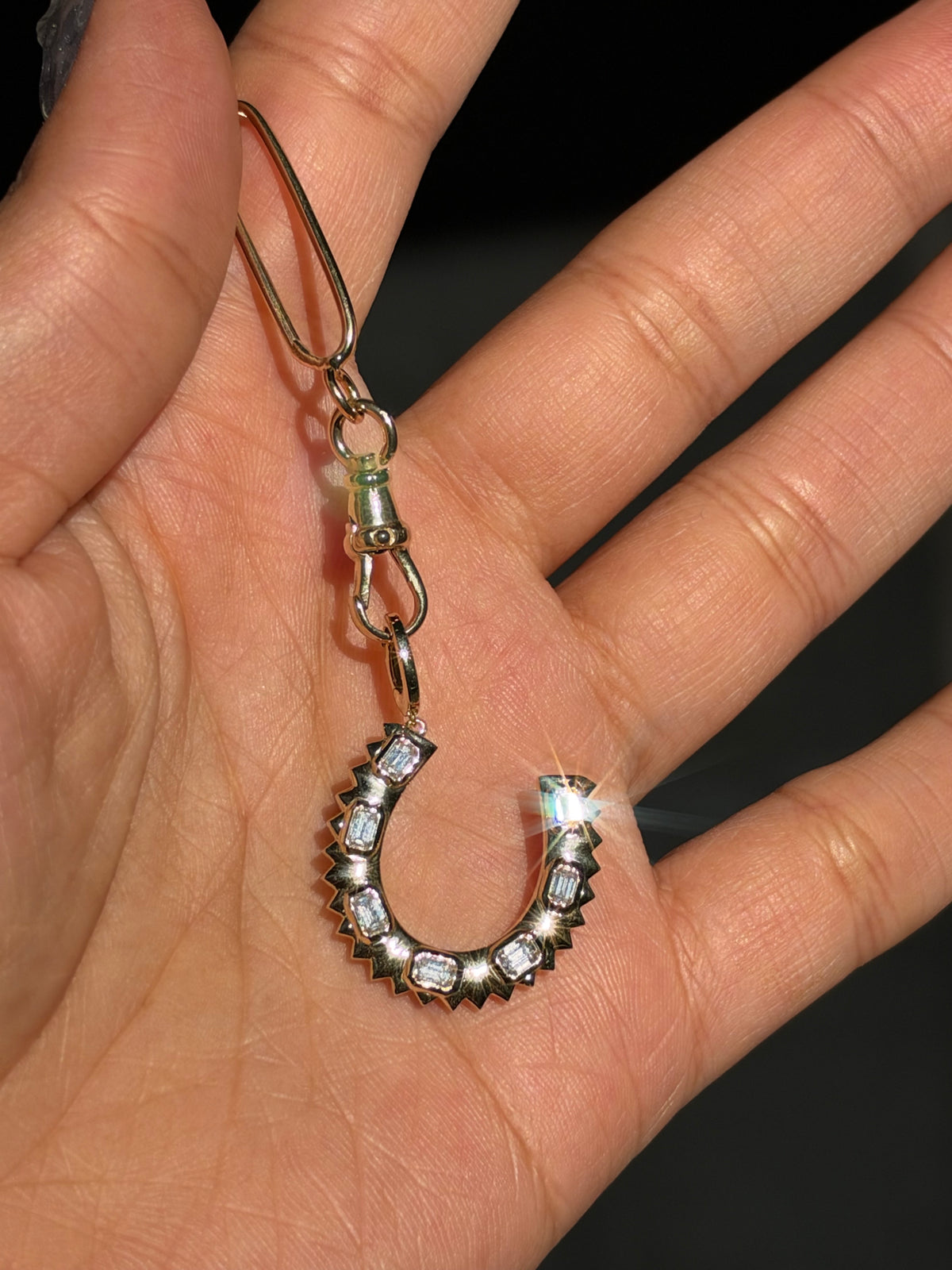 14k 0.64tcw horseshoe diamond charm