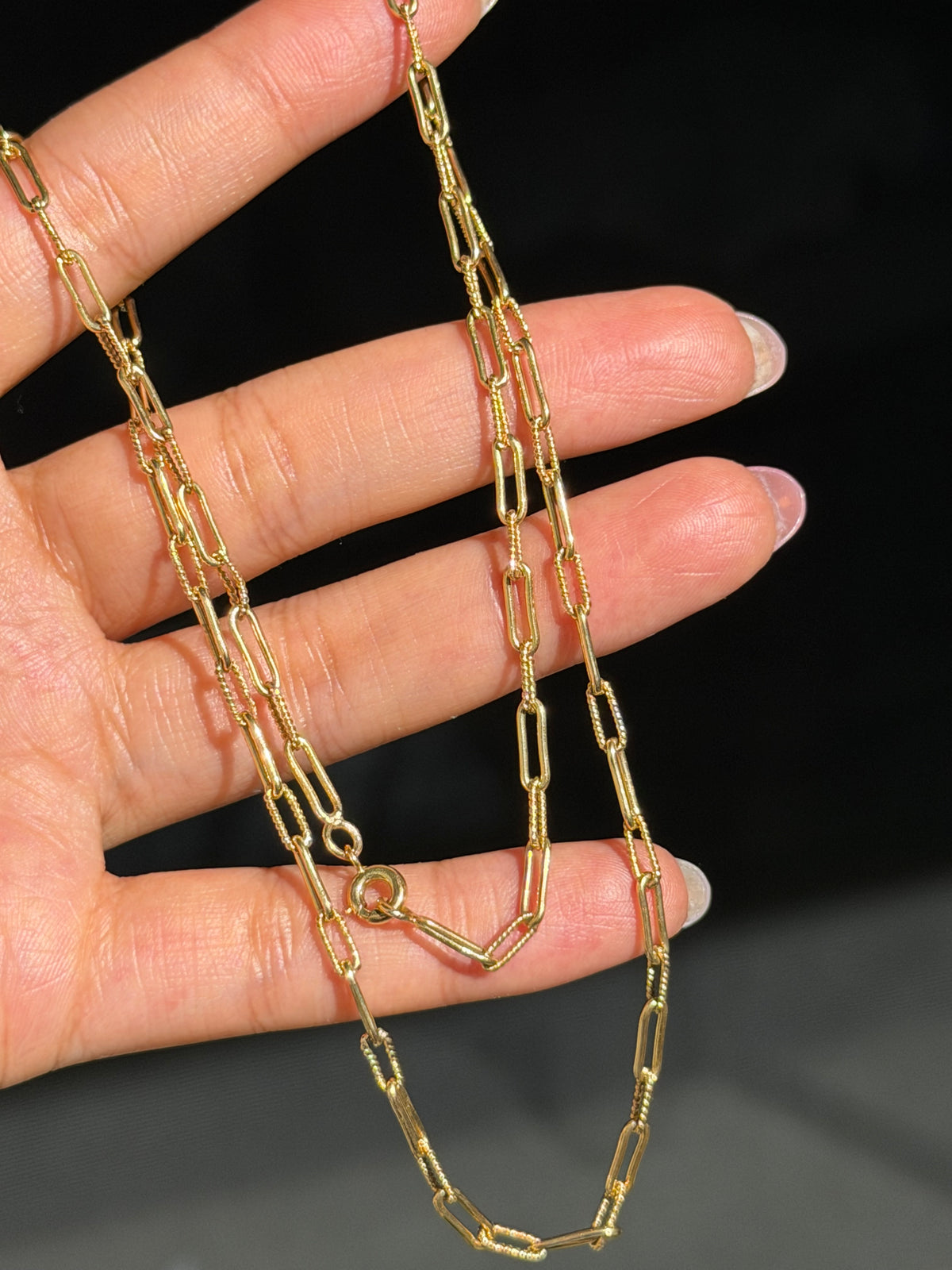 18k solid paper clip chain