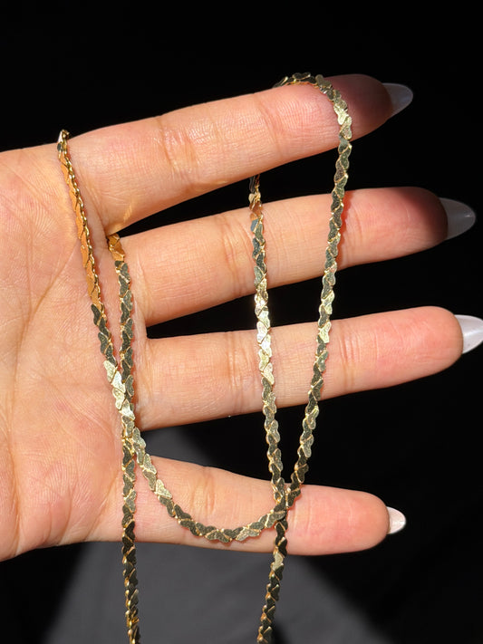 14k Heart serpent chain