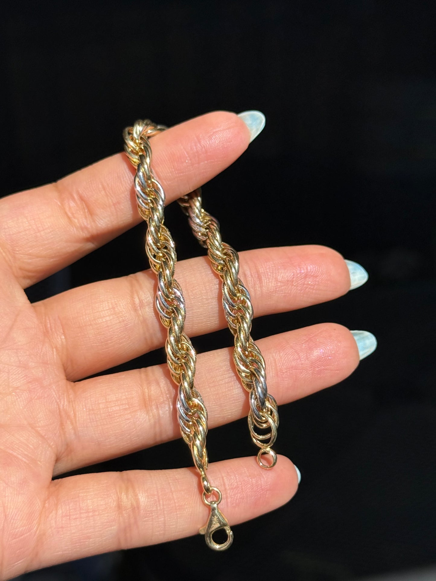14k two tone chunky rope
link bracelet