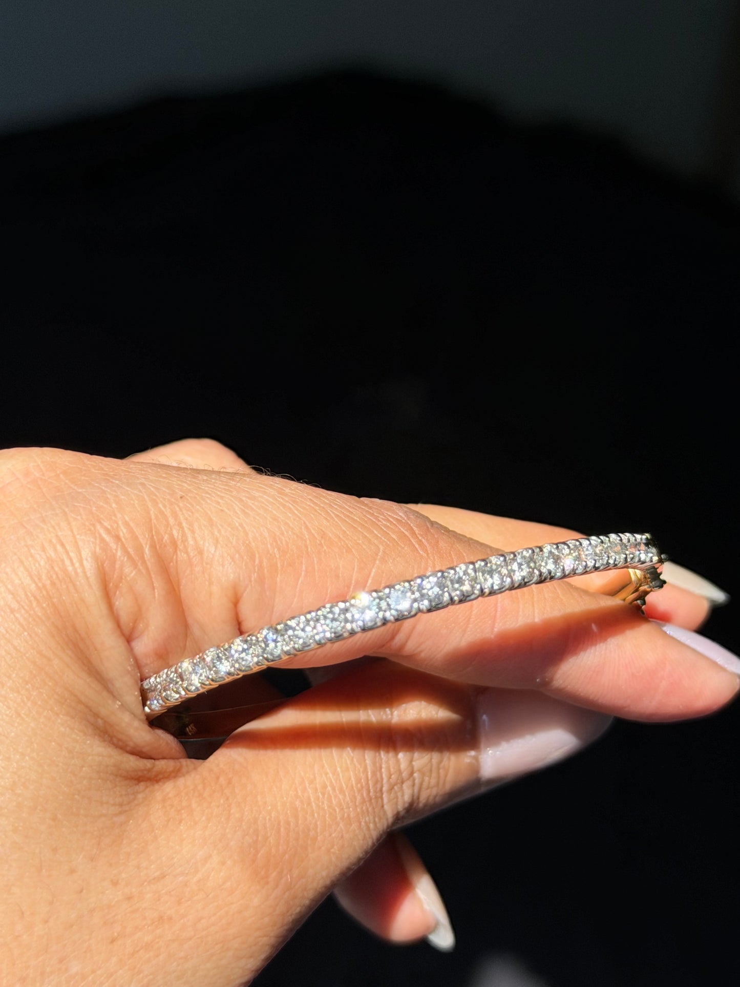 14k 2ct diamond hinged bracelet